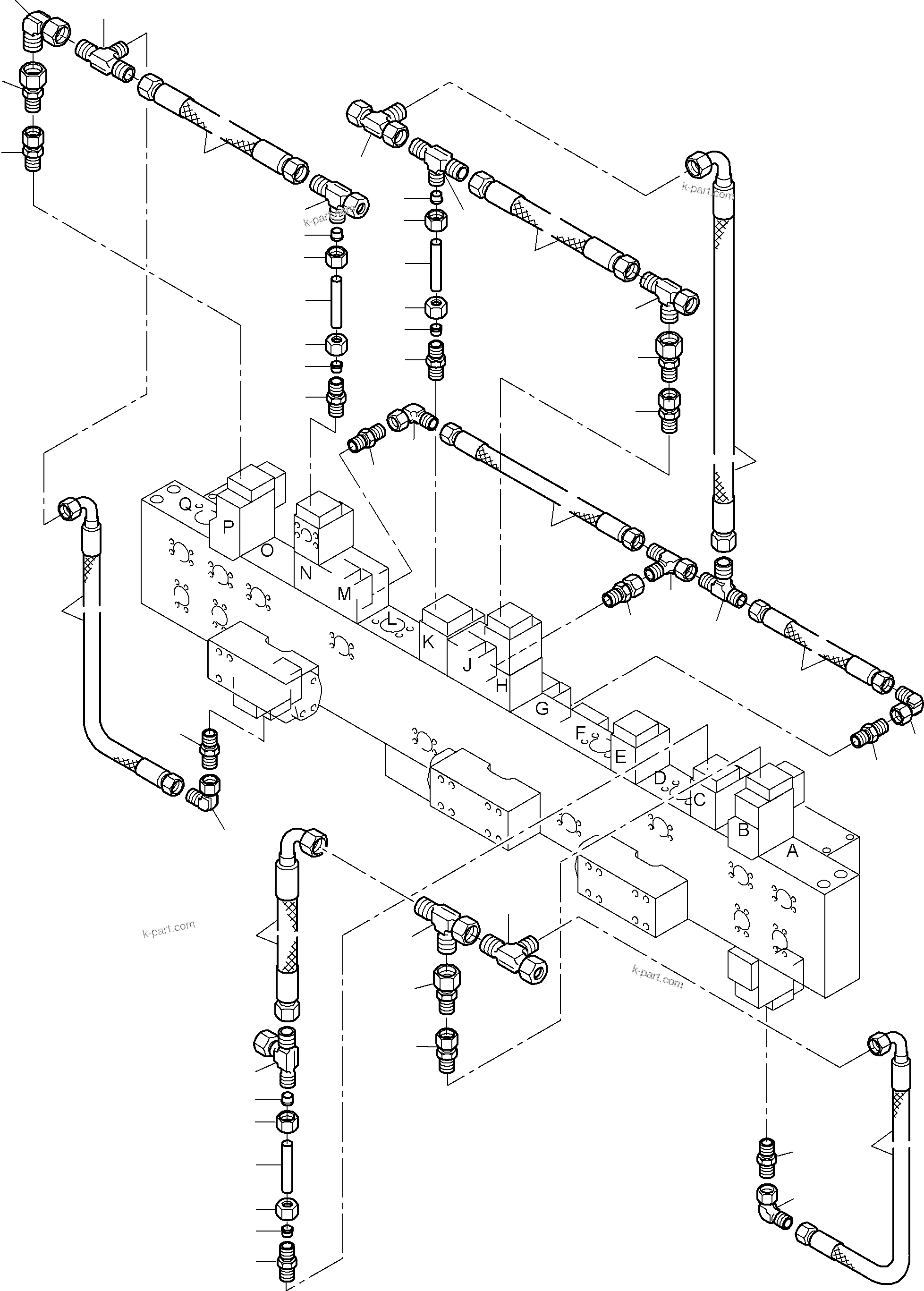 Komatsu parts book diagram for PC8000-6E S/N 12088: PIPING - MANIFOLD
