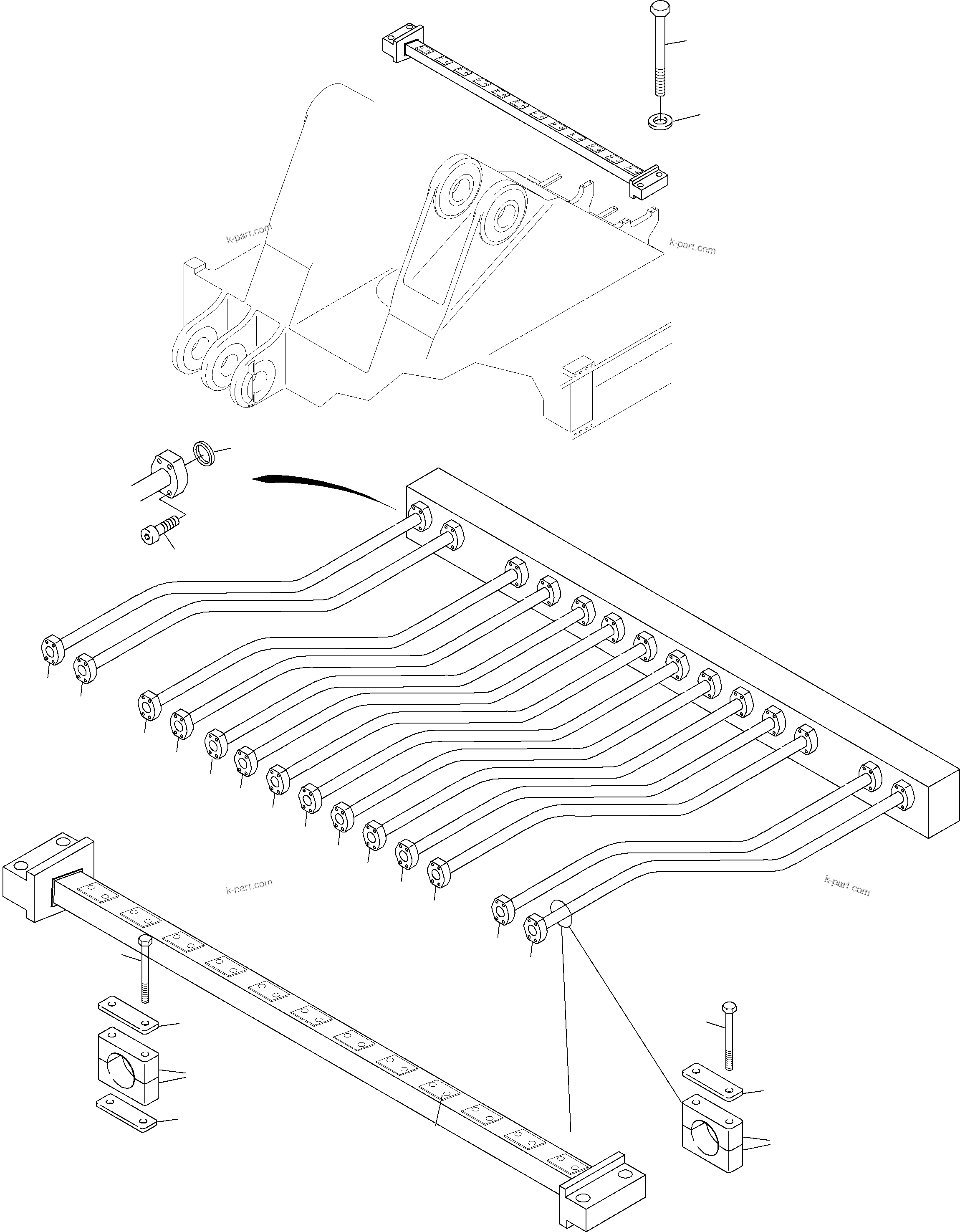 Komatsu parts book diagram for PC8000-6E S/N 12088: PIPES ASSY., MANIFOLD- DISTRIBUTION BLOCK,KSE