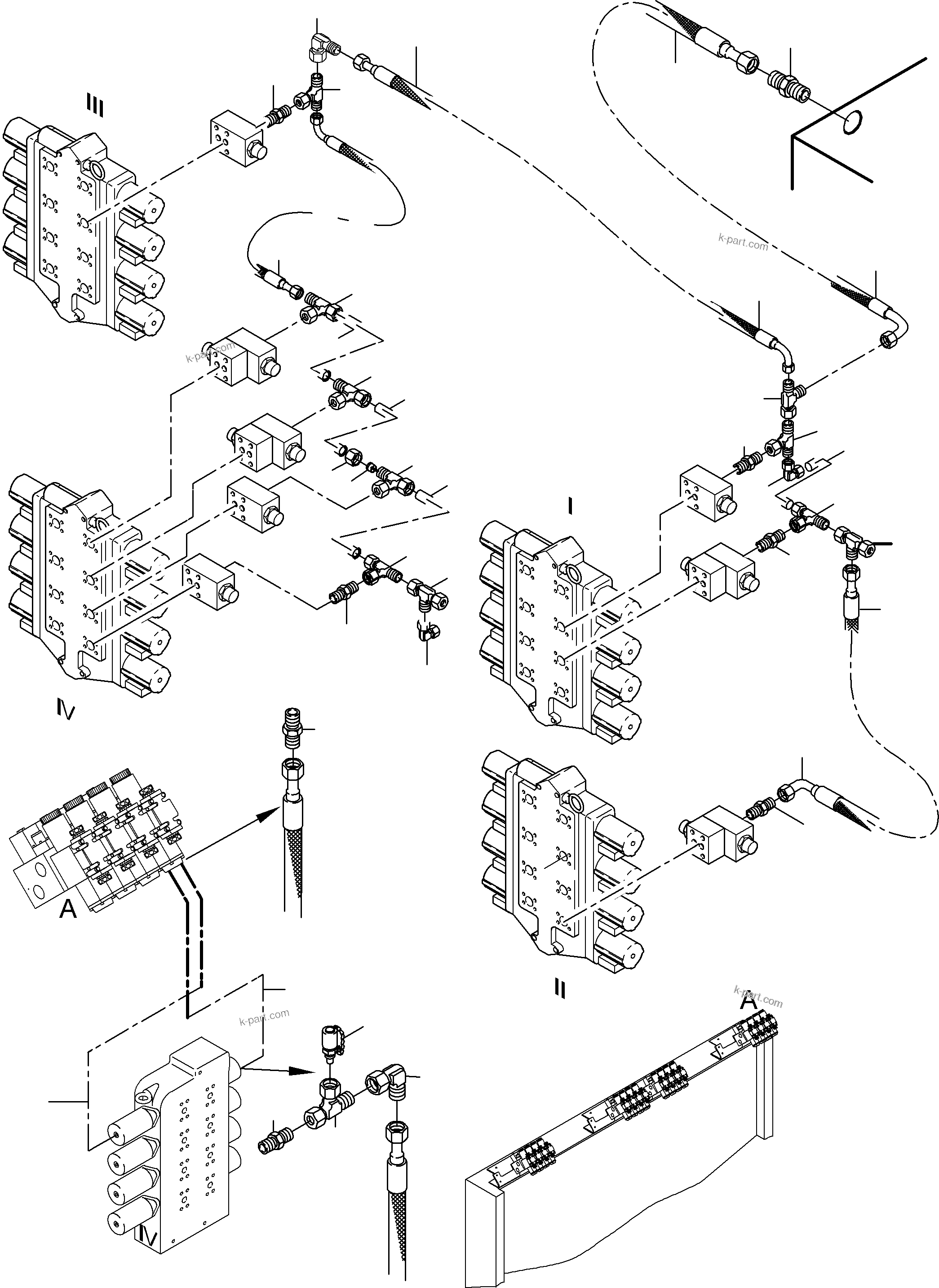 Komatsu parts book diagram for PC8000-6E S/N 12088: PIPING -SECONDARY VALVES - BULLCLAM BUCKET EQUIPMENT
