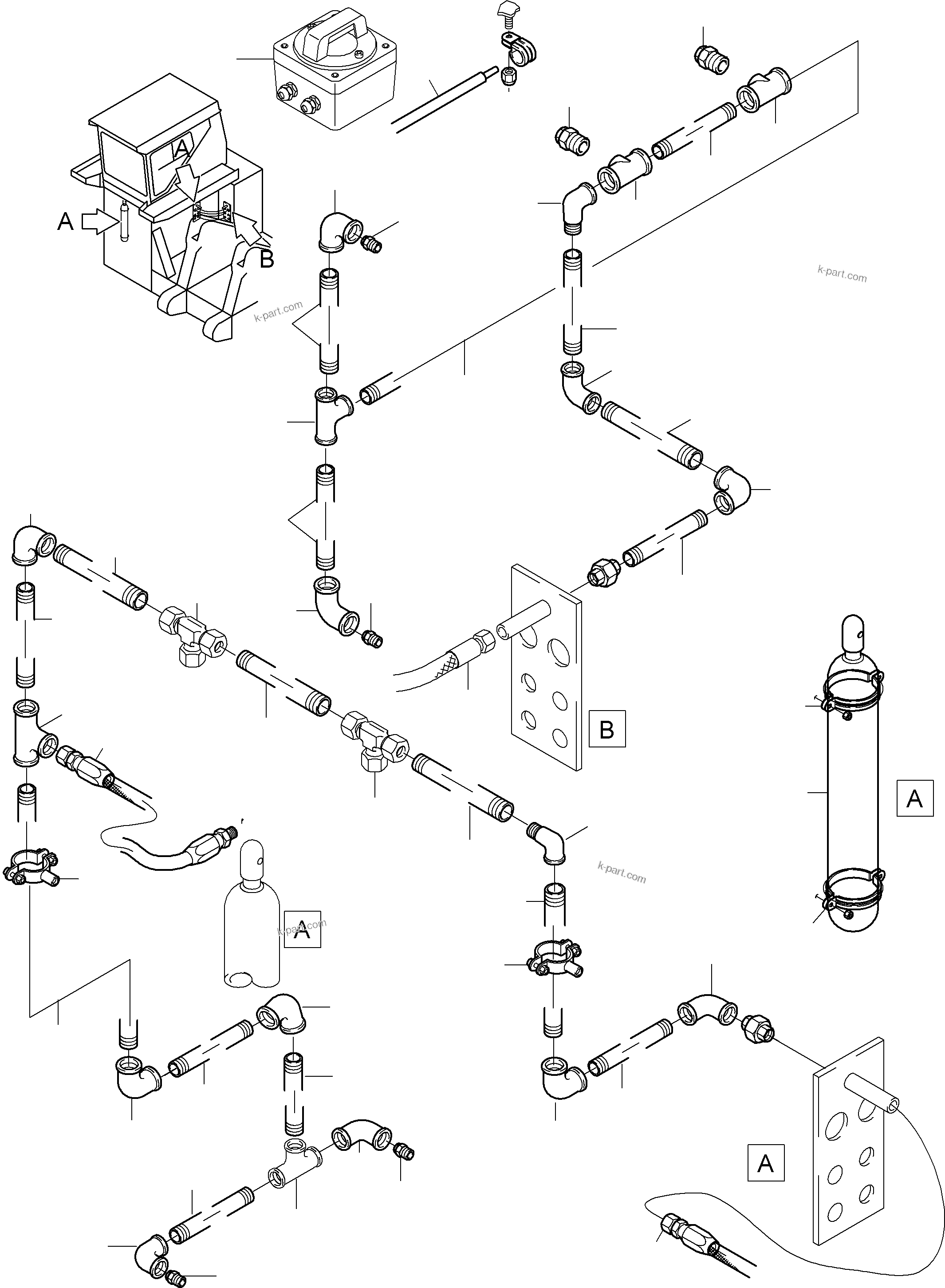 Komatsu parts book diagram for PC8000-6E S/N 12088: ACTUATING SYSTEM, HAND OPERATED