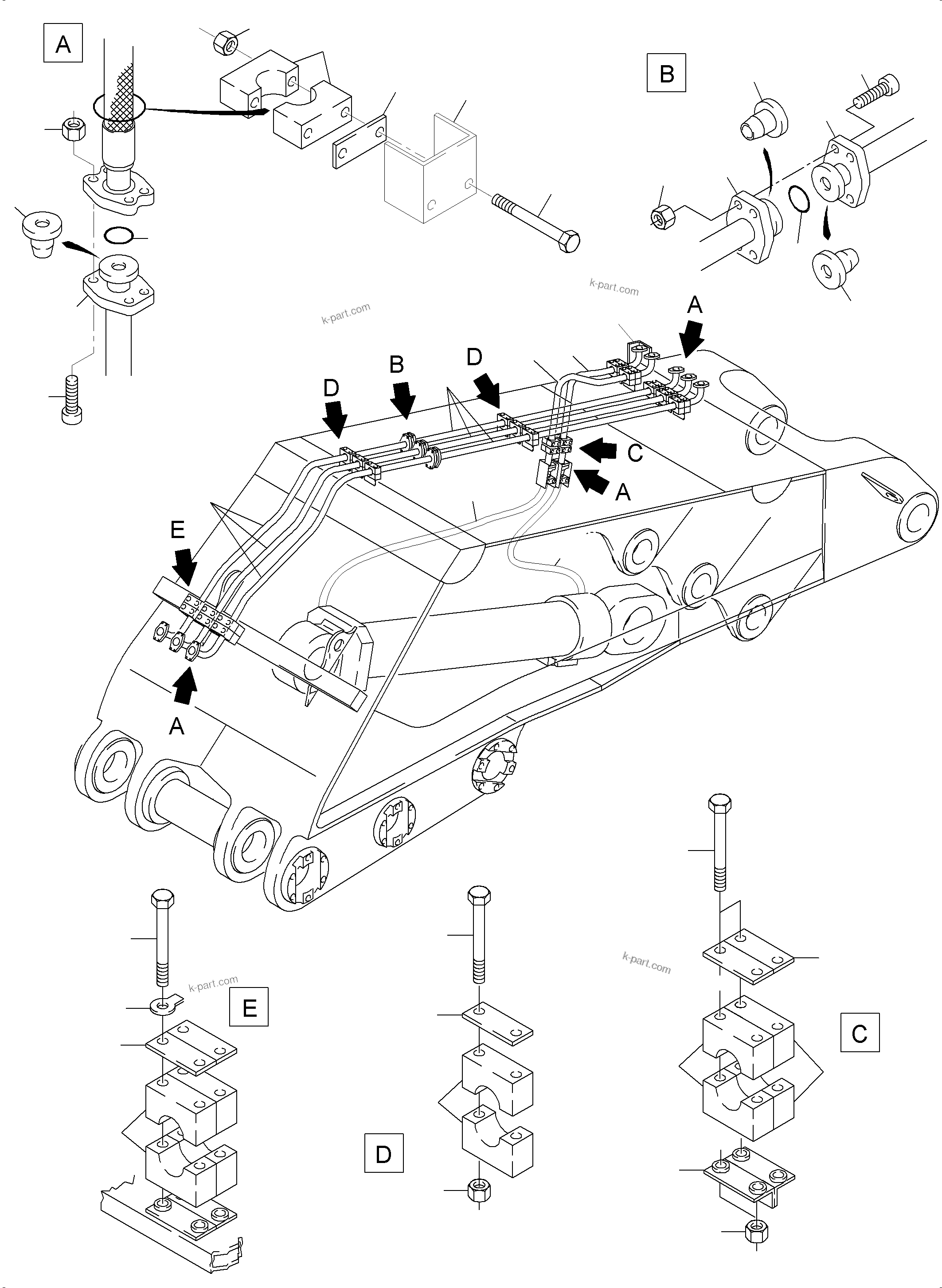 Komatsu parts book diagram for PC8000-6E S/N 12088: BOOM 8.15 M