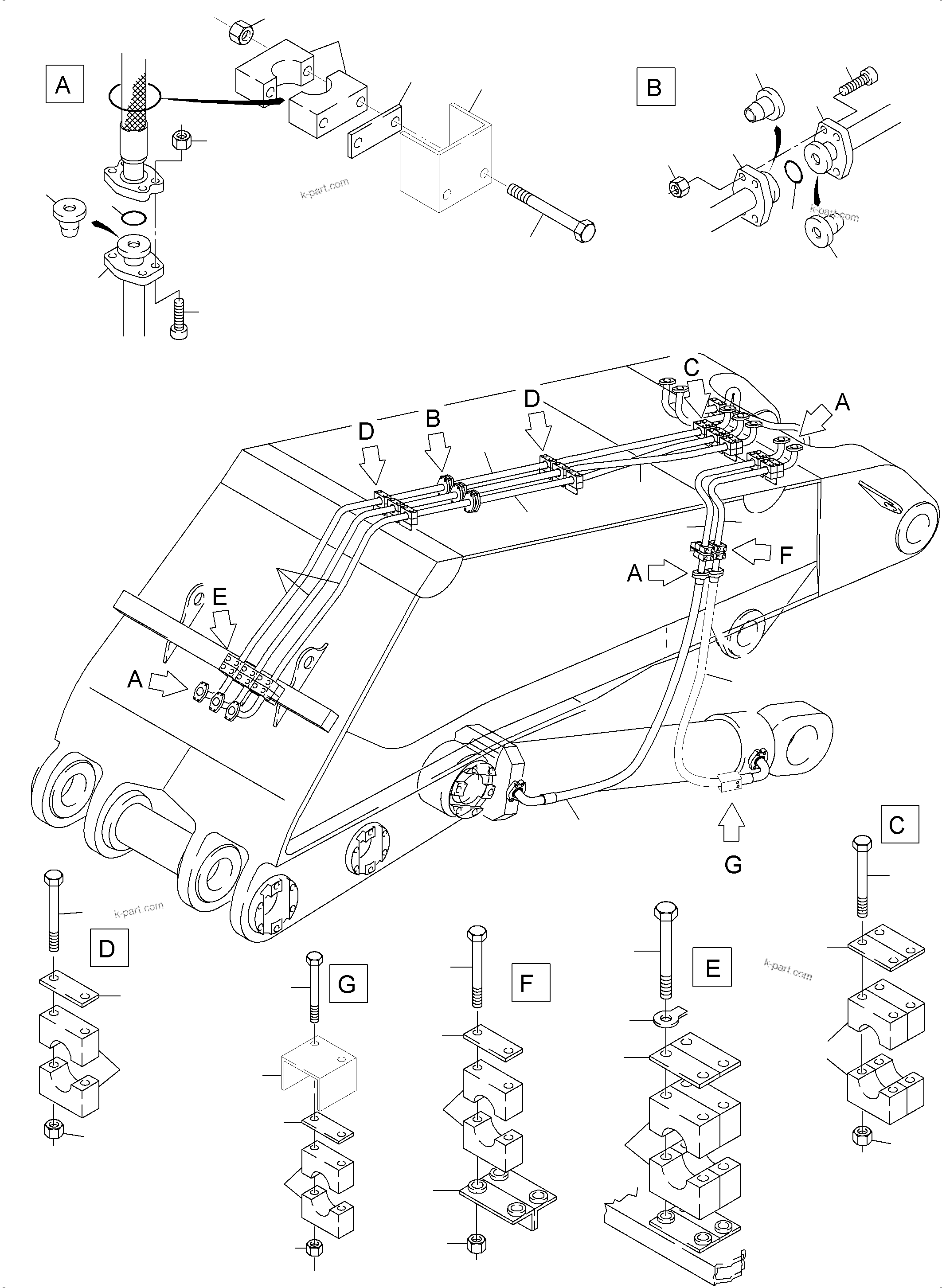 Komatsu parts book diagram for PC8000-6E S/N 12088: BOOM 8.15 M