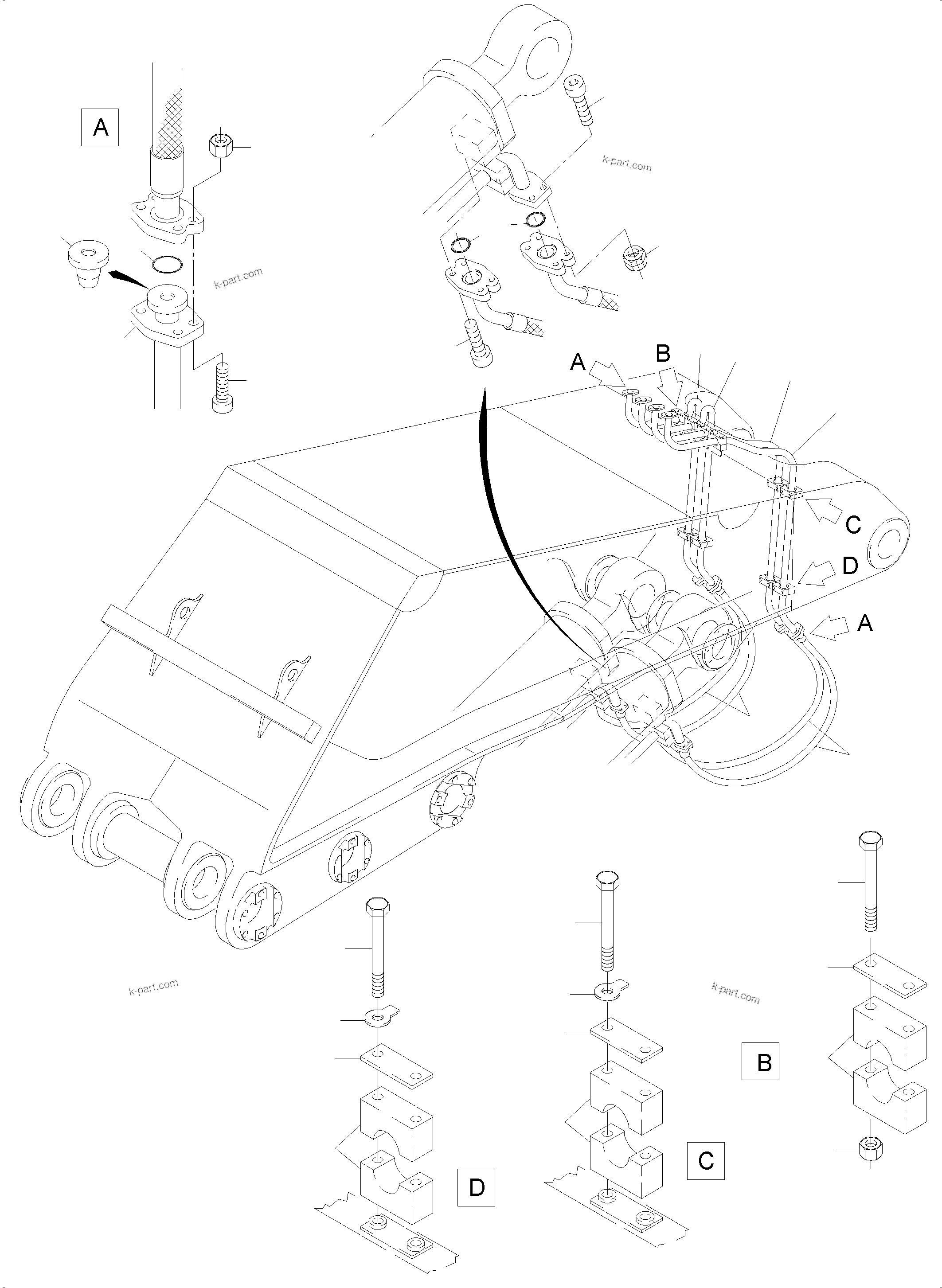 Komatsu parts book diagram for PC8000-6E S/N 12088: BOOM 8.15 M