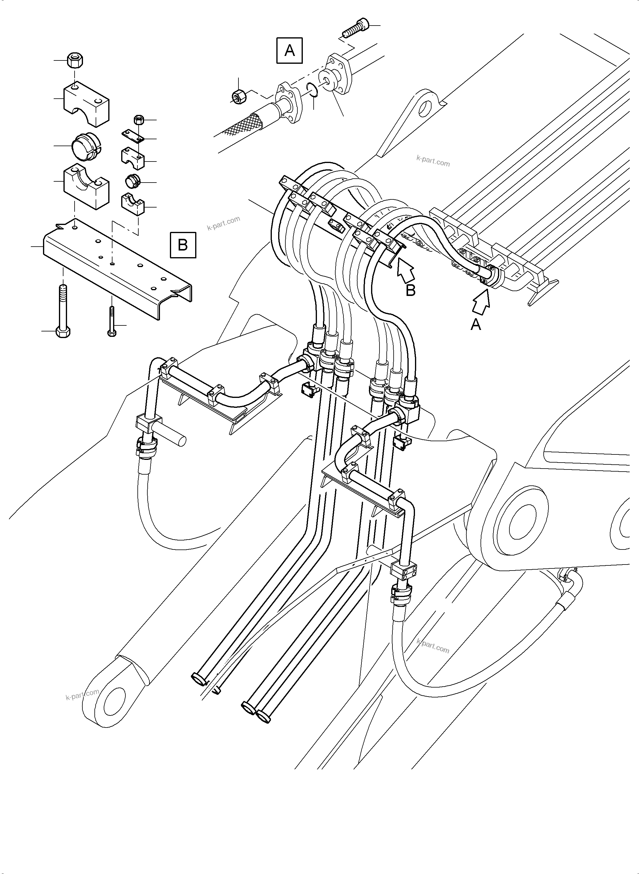 Komatsu parts book diagram for PC8000-6E S/N 12088: BOOM 8.15 M