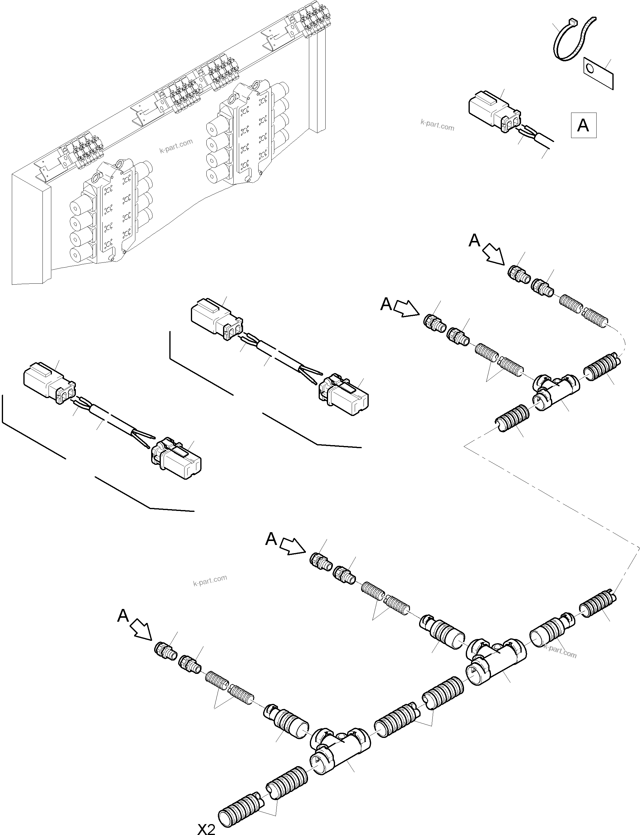 Komatsu parts book diagram for PC8000-6E S/N 12088: CABLES - CONTROL BLOCKS
