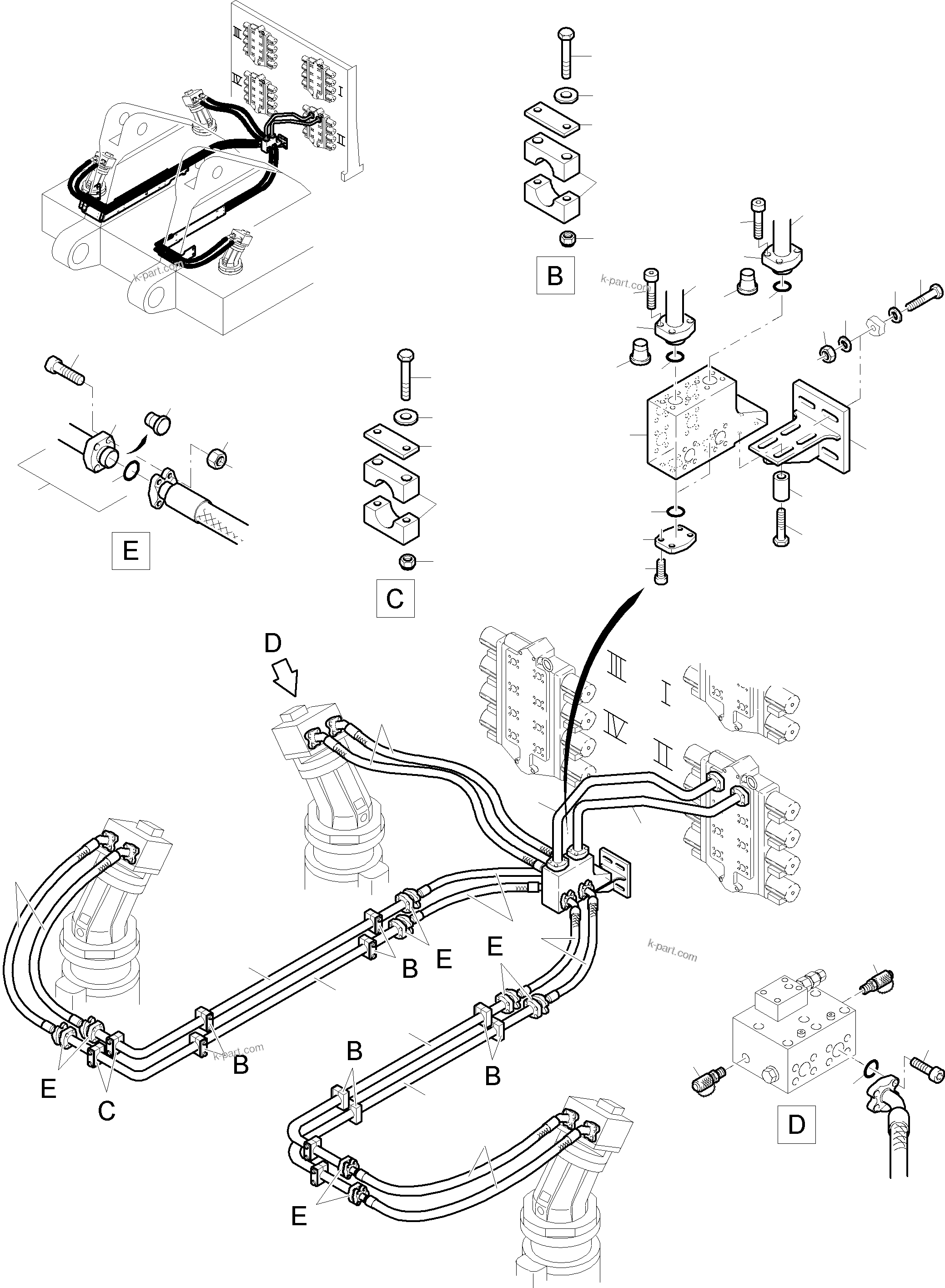 Komatsu parts book diagram for PC8000-6E S/N 12088: PRESSURE LINES - SLEW GEAR