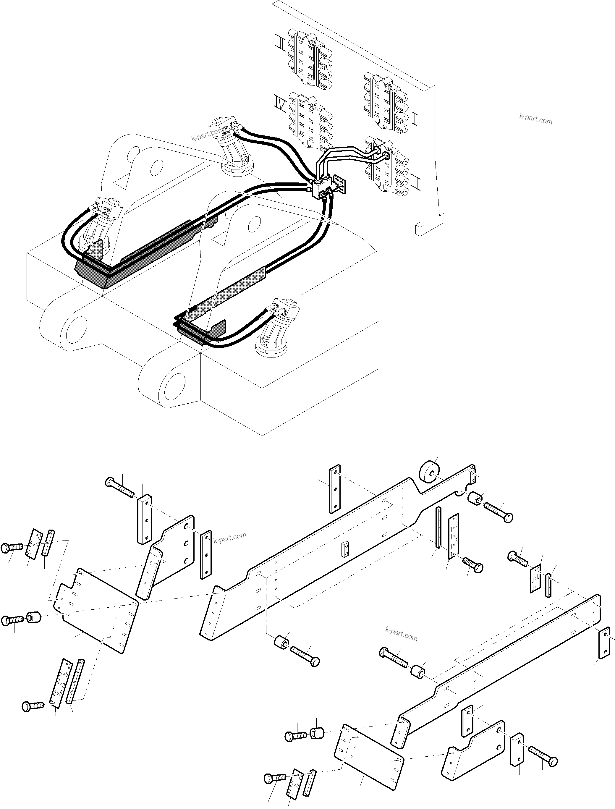 Komatsu parts book diagram for PC8000-6E S/N 12088: PRESSURE LINES - SLEW GEAR