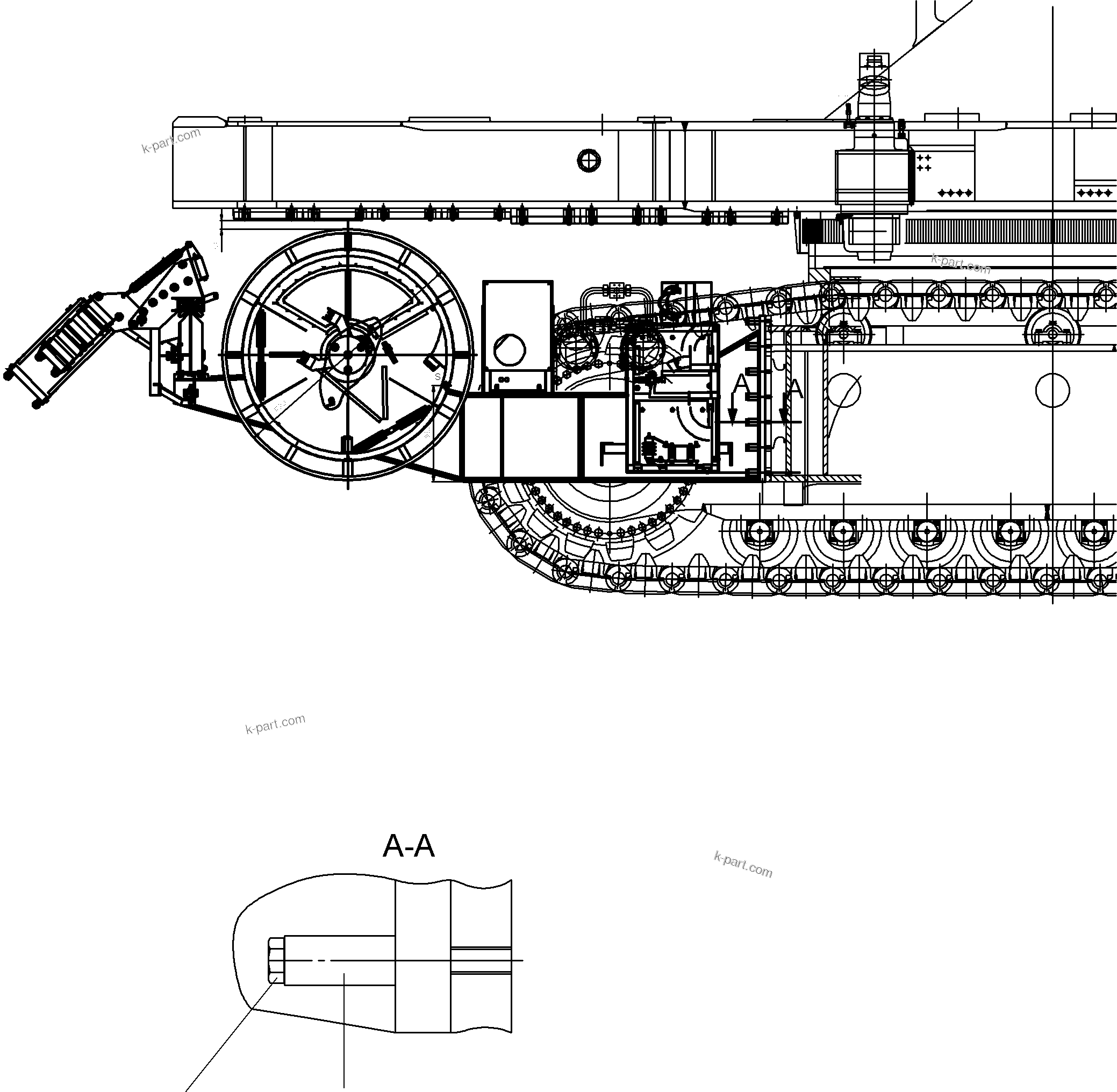 Komatsu parts book diagram for PC8000-6E S/N 12088: CABLE DRUM MOUNTING