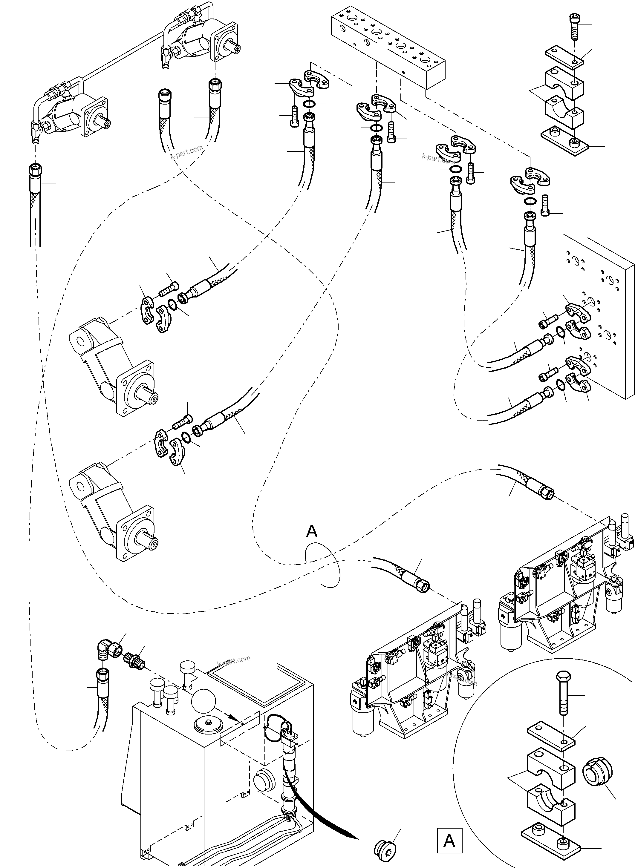 Komatsu parts book diagram for PC8000-6E S/N 12088: AUX. OIL COOLER ARR.