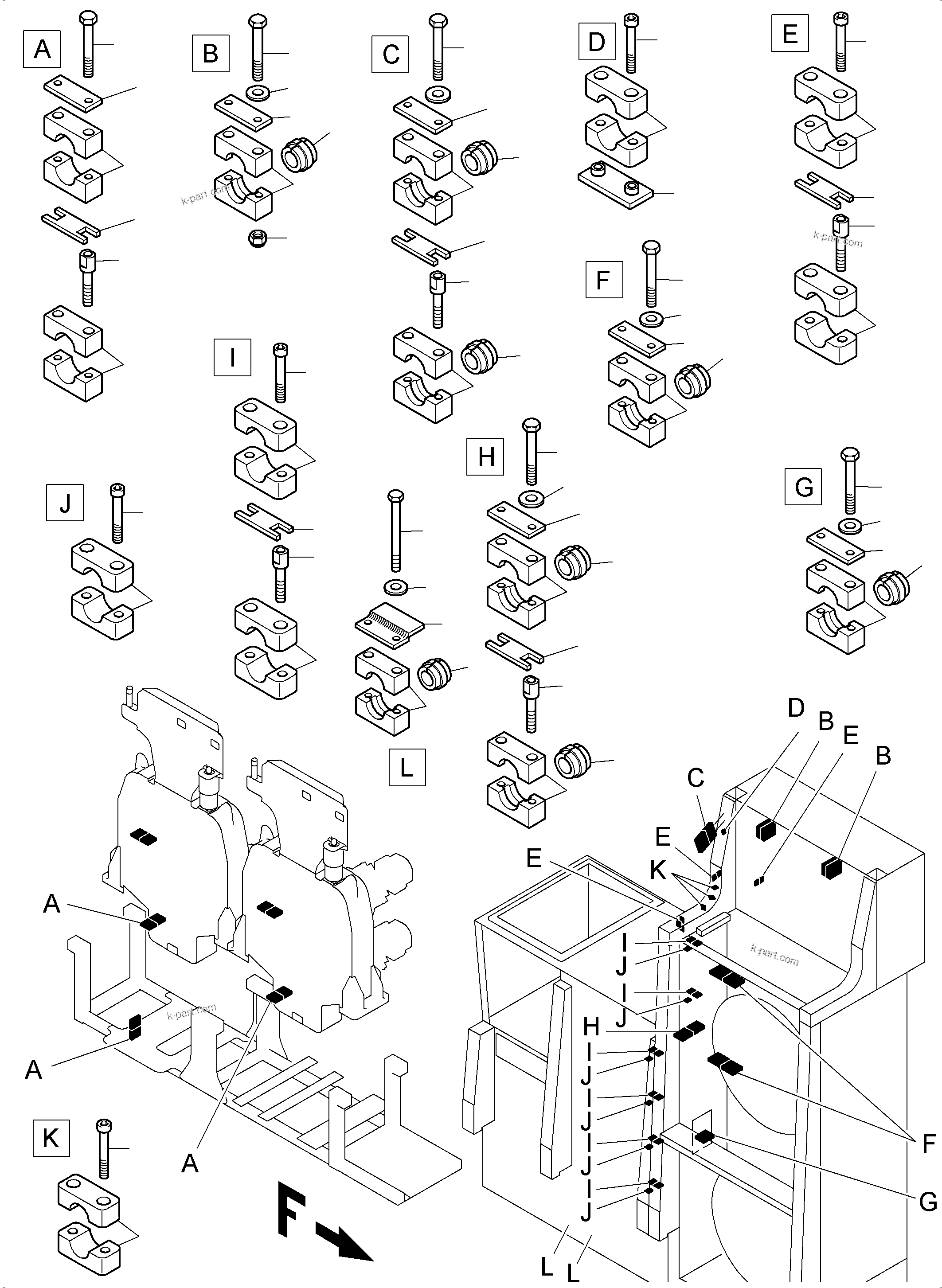 Komatsu parts book diagram for PC8000-6E S/N 12088: AUX. OIL COOLER ARR.