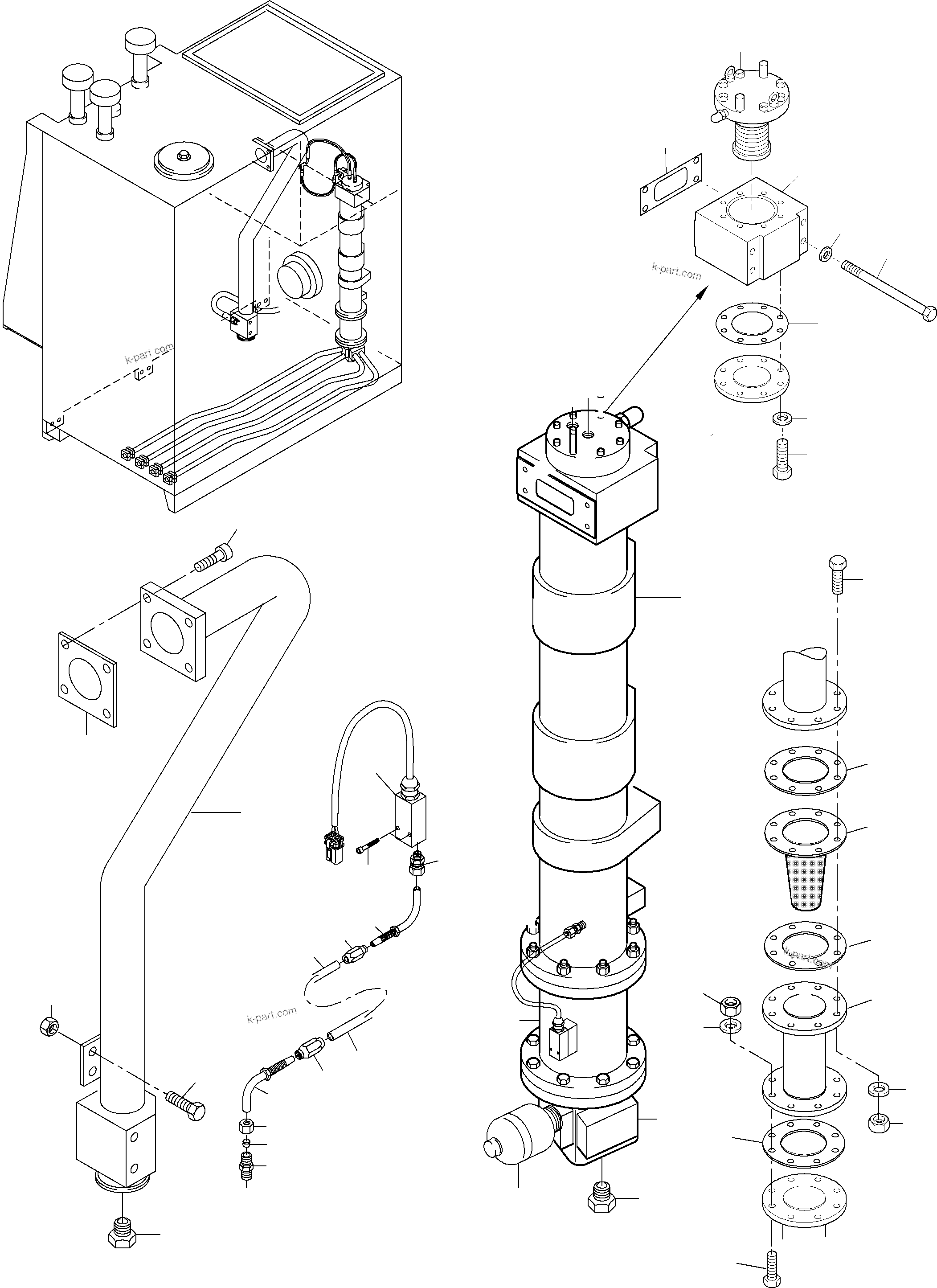 Komatsu parts book diagram for PC8000-6E S/N 12088: MAIN OIL TANK, HEADERS