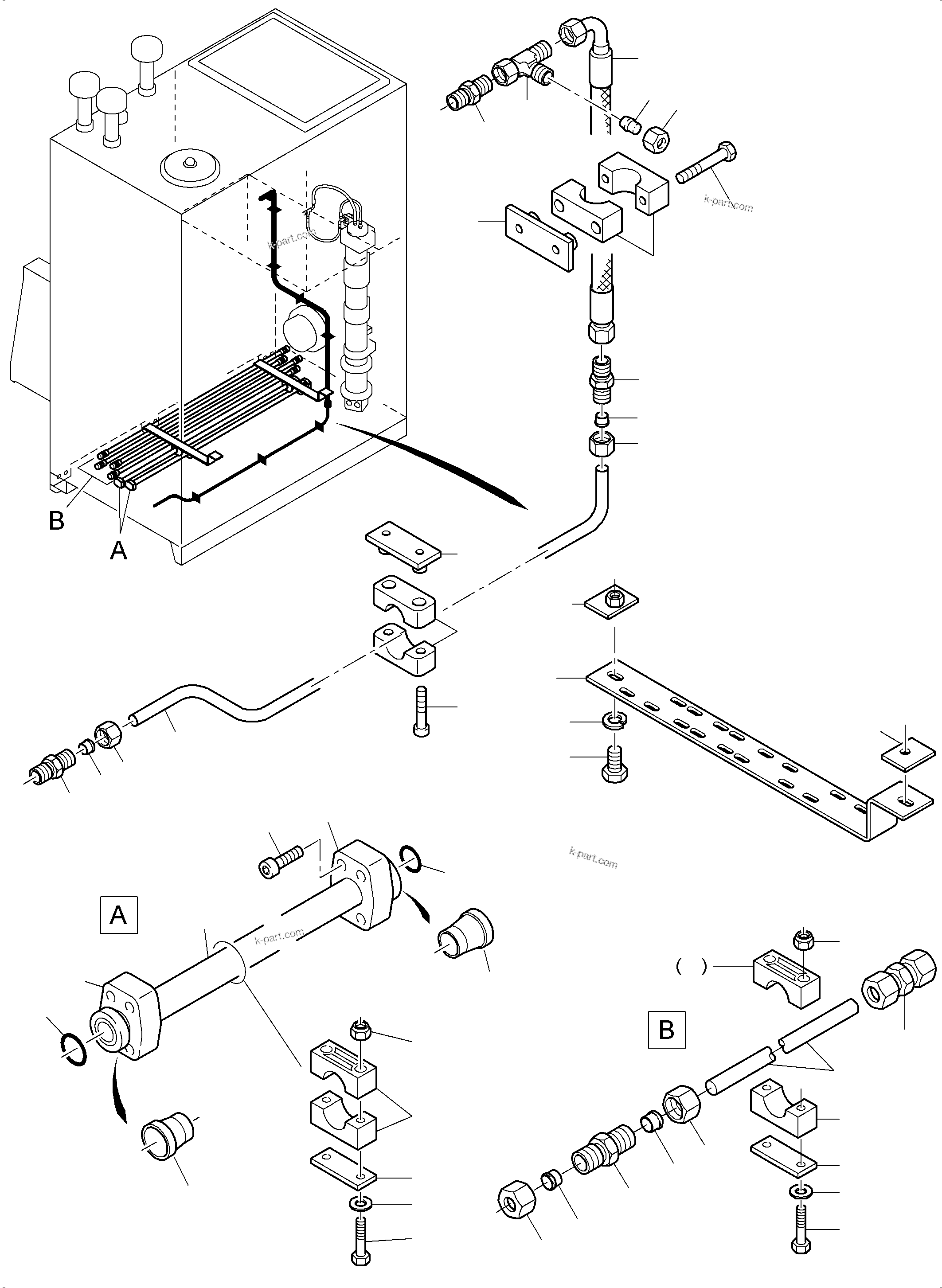 Komatsu parts book diagram for PC8000-6E S/N 12088: PIPING - MAIN OIL TANK