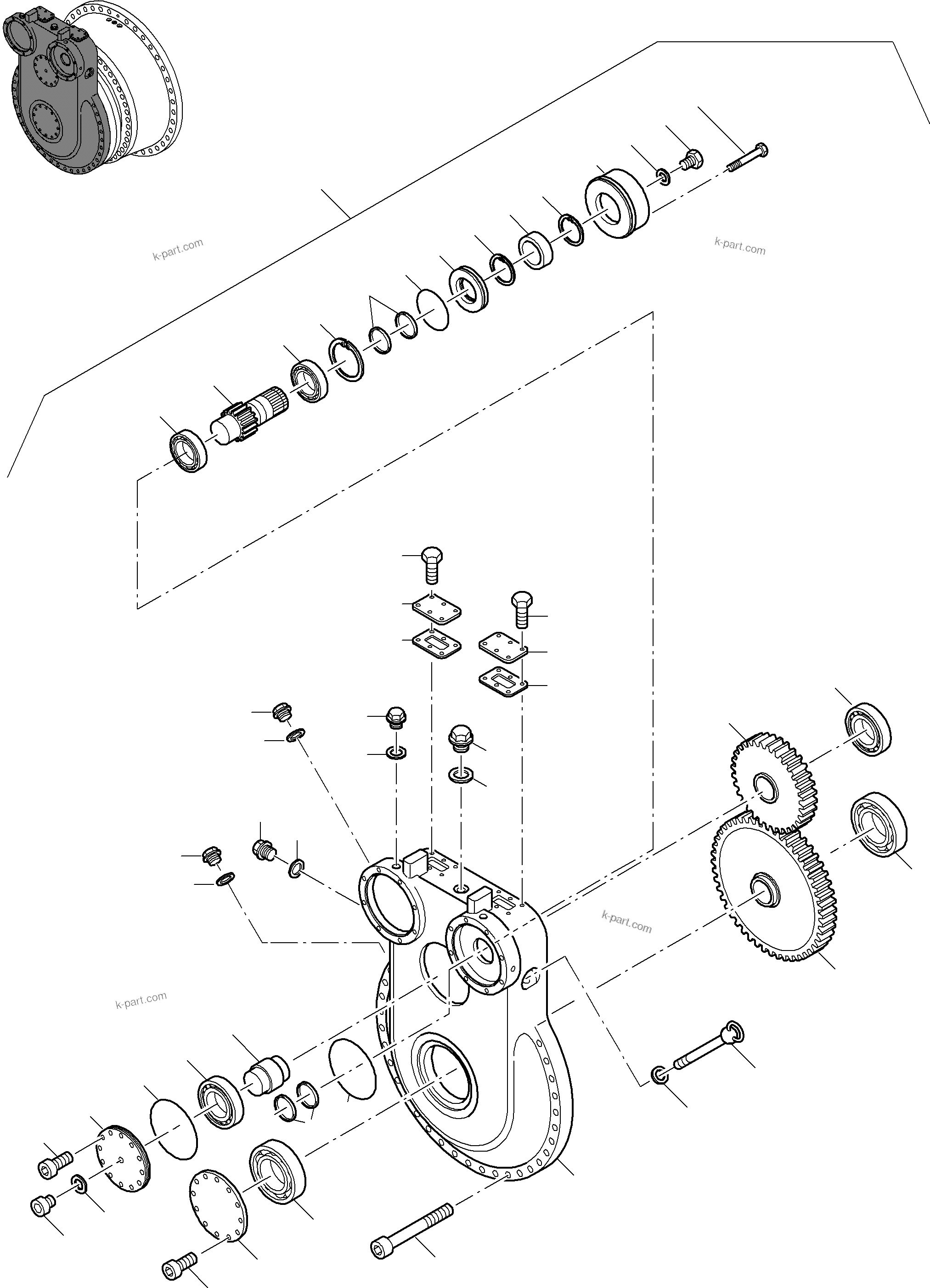 Komatsu parts book diagram for PC8000-6E S/N 12088: DRIVE GEAR BOX