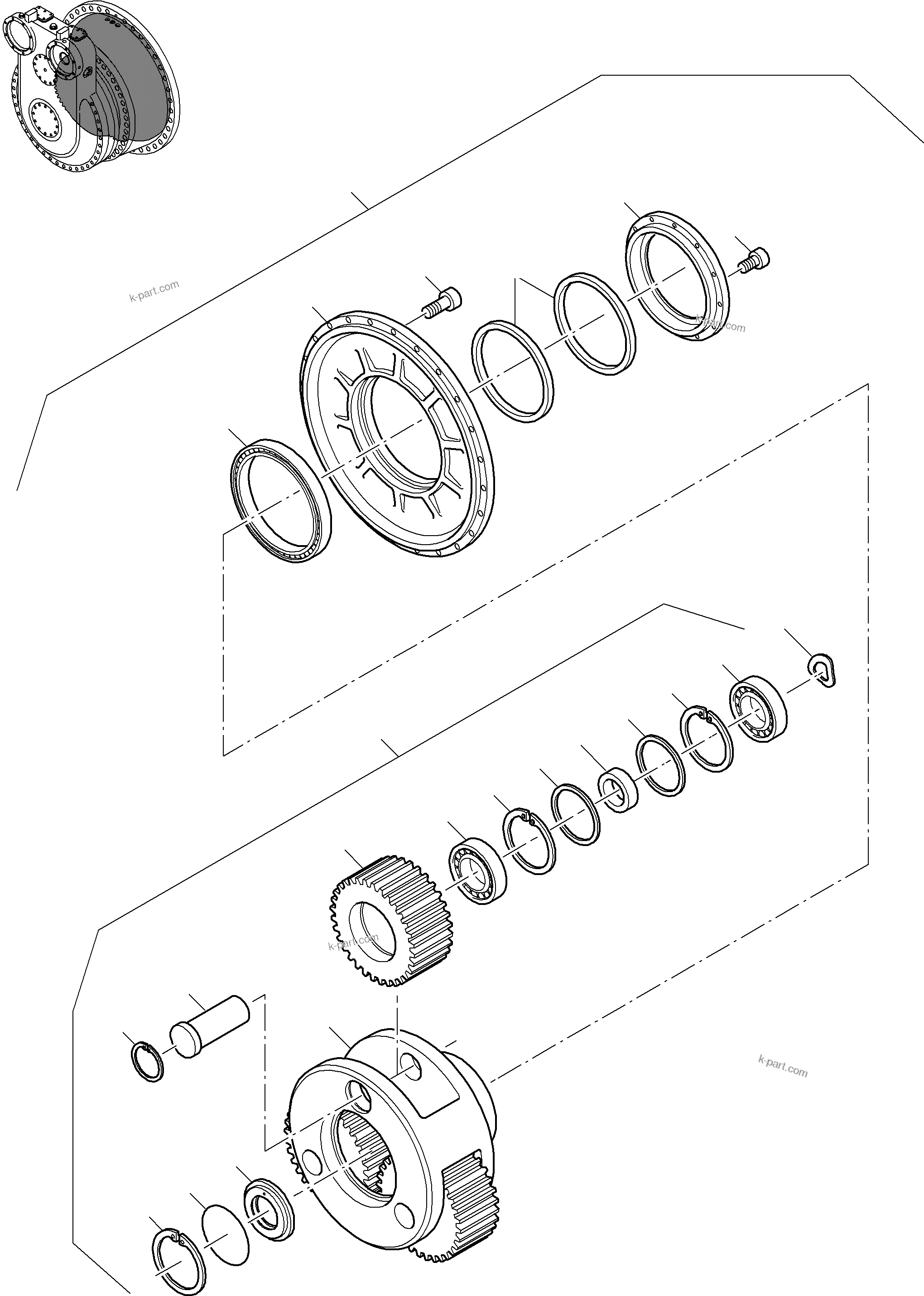 Komatsu parts book diagram for PC8000-6E S/N 12088: DRIVE GEAR BOX