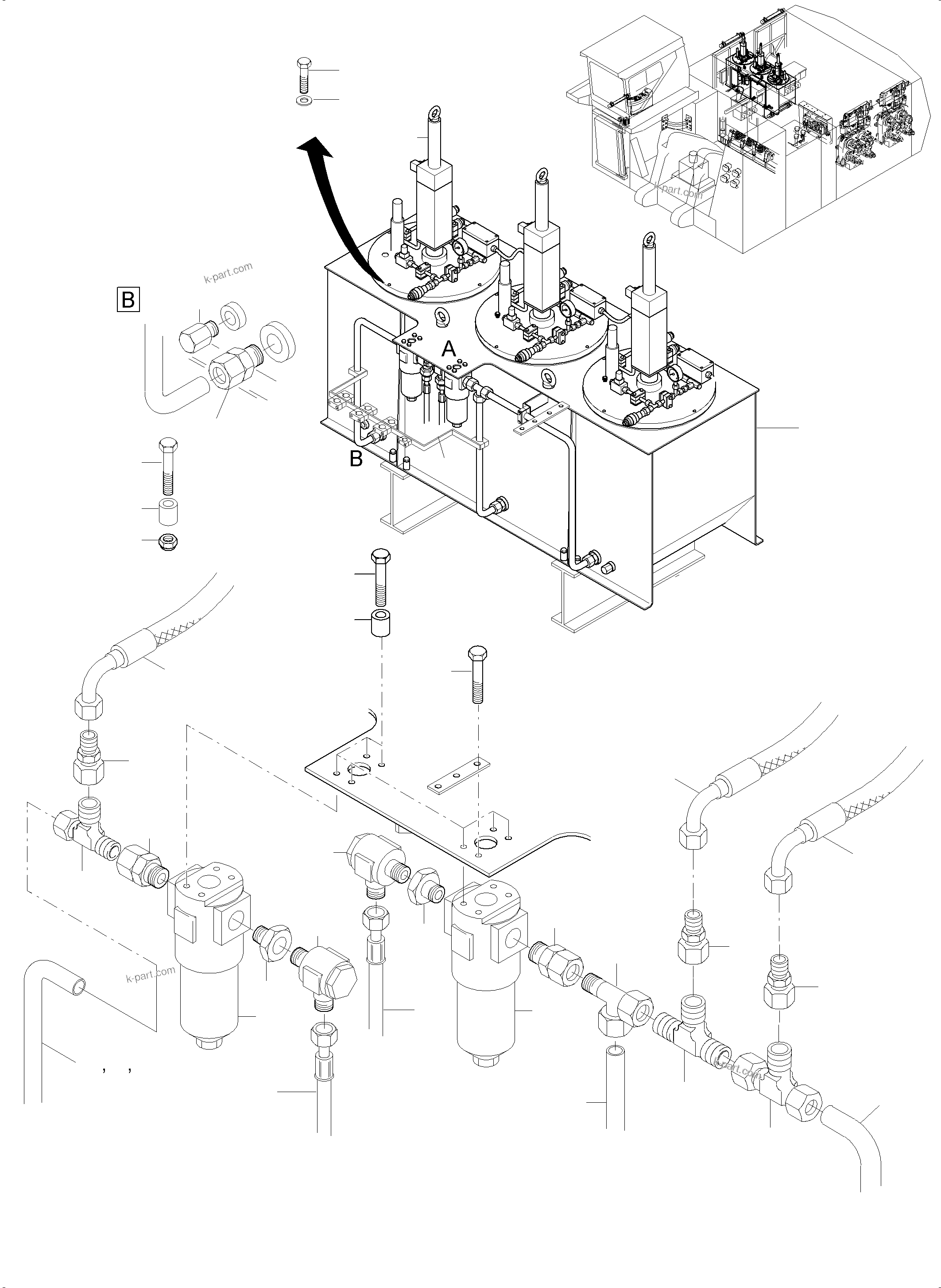 Komatsu parts book diagram for PC8000-6E S/N 12088: LUBE STATION ARR.