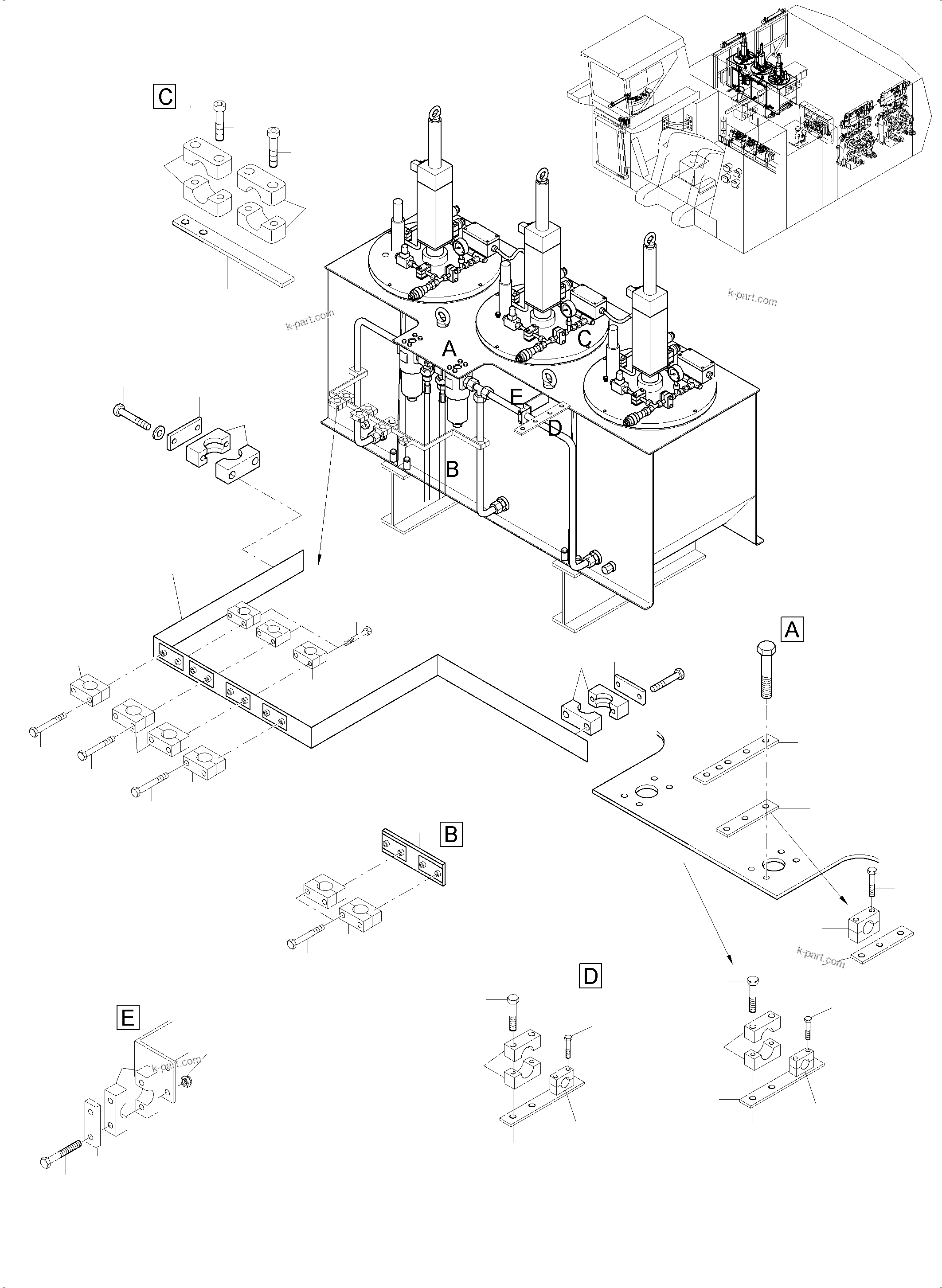 Komatsu parts book diagram for PC8000-6E S/N 12088: LUBE STATION ARR.