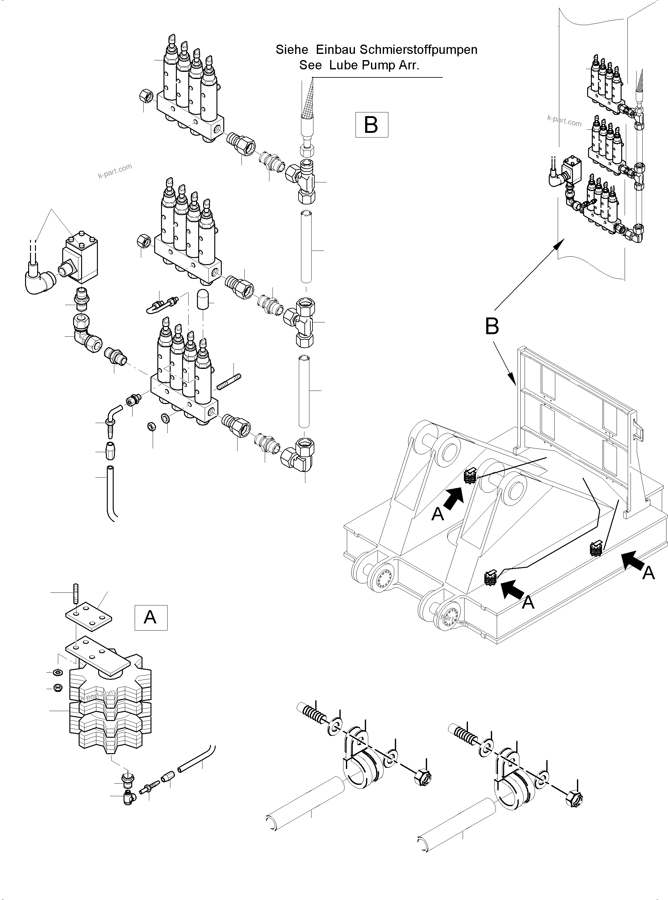 Komatsu parts book diagram for PC8000-6E S/N 12088: PINION LUBE LINES