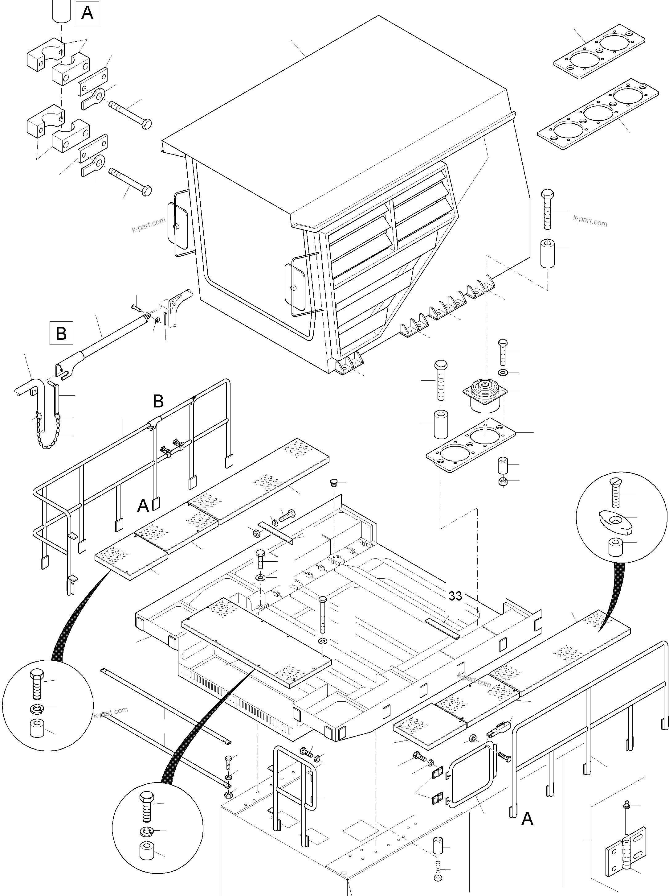 Komatsu parts book diagram for PC8000-6E S/N 12088: CAB MOUNTING