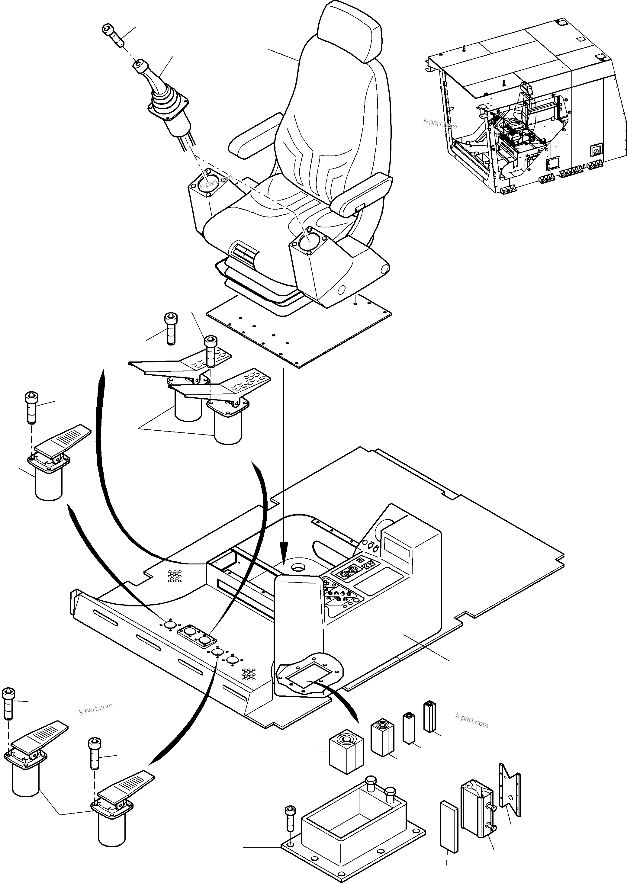 Komatsu parts book diagram for PC8000-6E S/N 12088: OPERATOR'S STAND