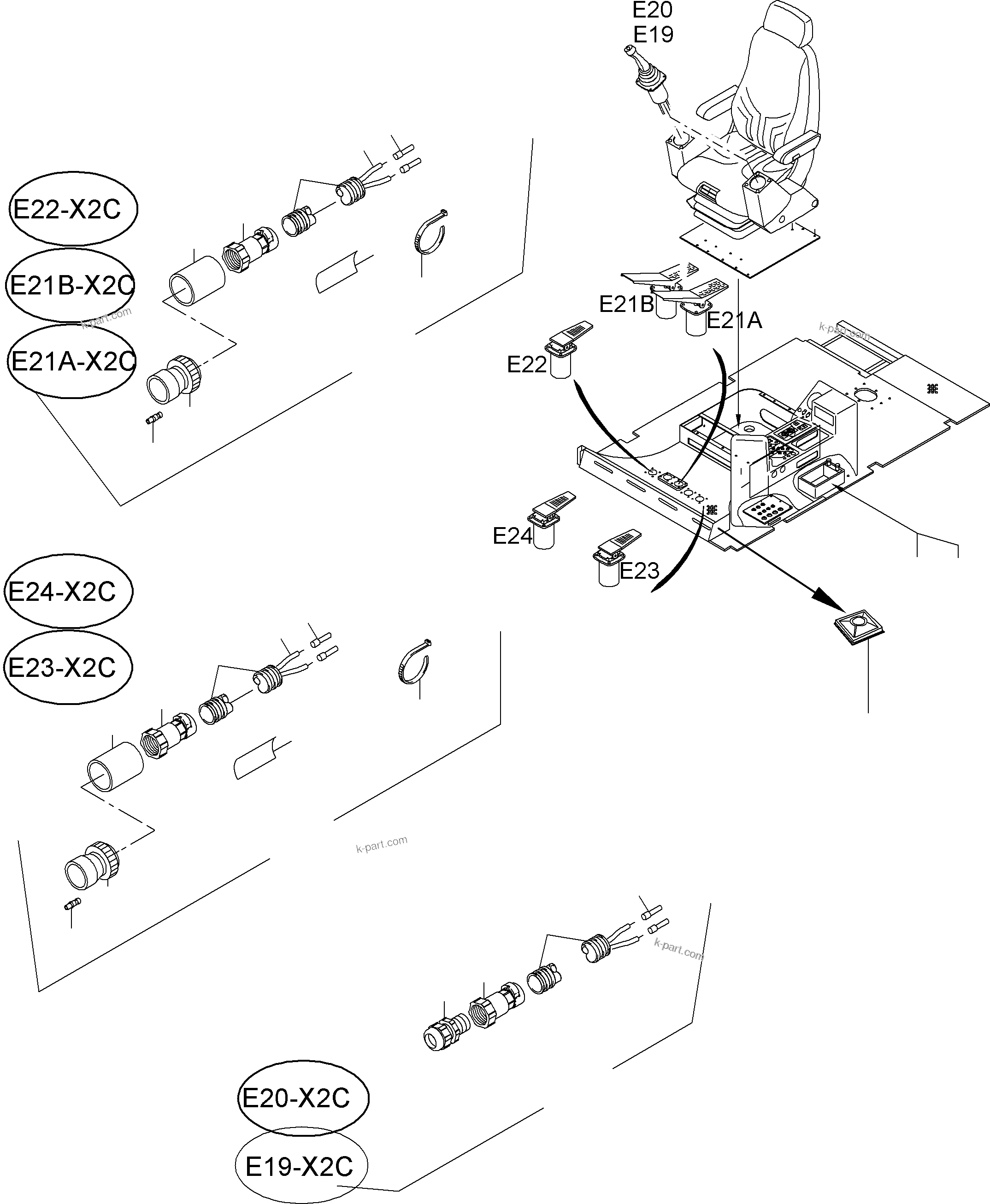 Komatsu parts book diagram for PC8000-6E S/N 12088: OPERATOR'S STAND