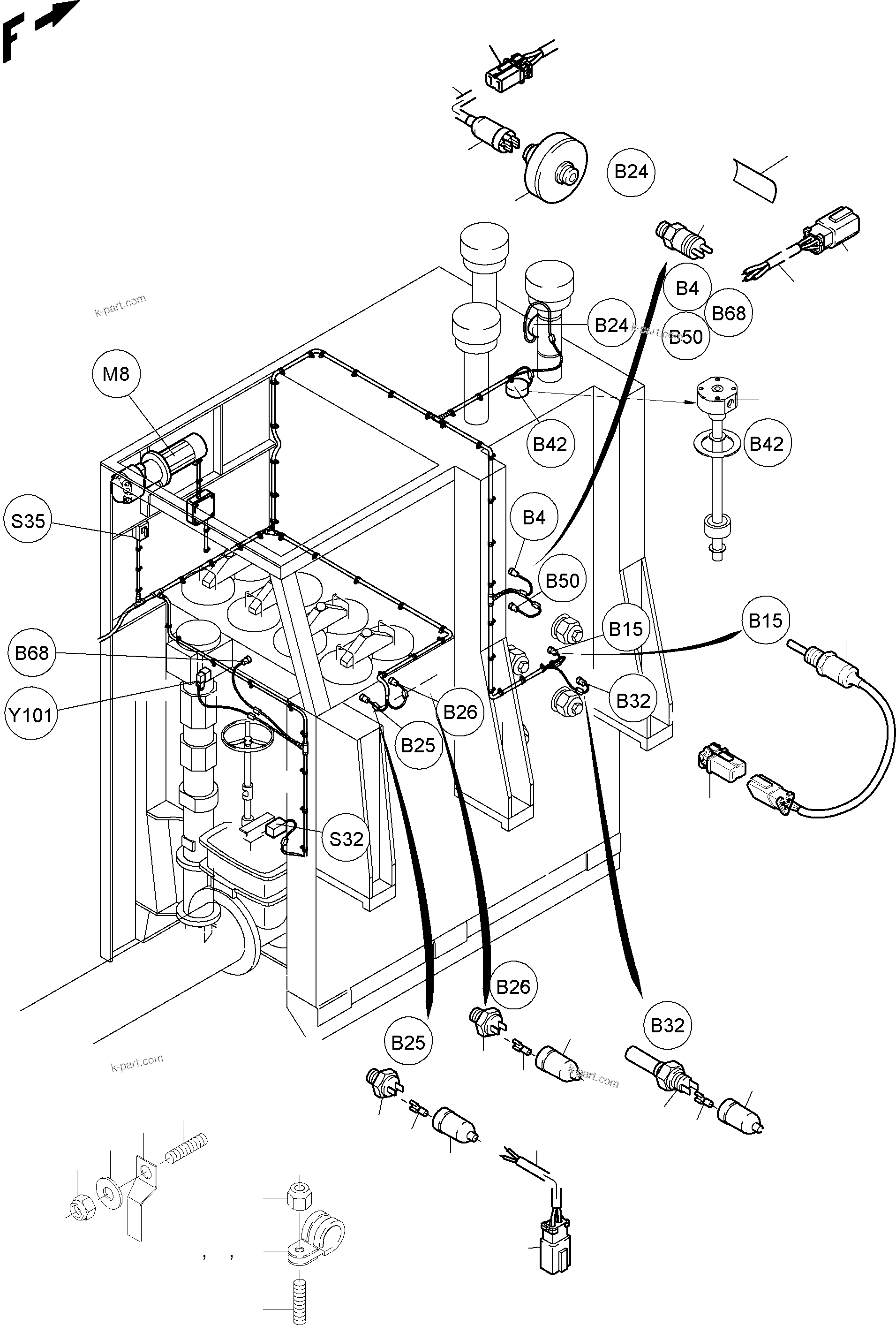 Komatsu parts book diagram for PC8000-6E S/N 12088: ELECTRIC - OIL TANK