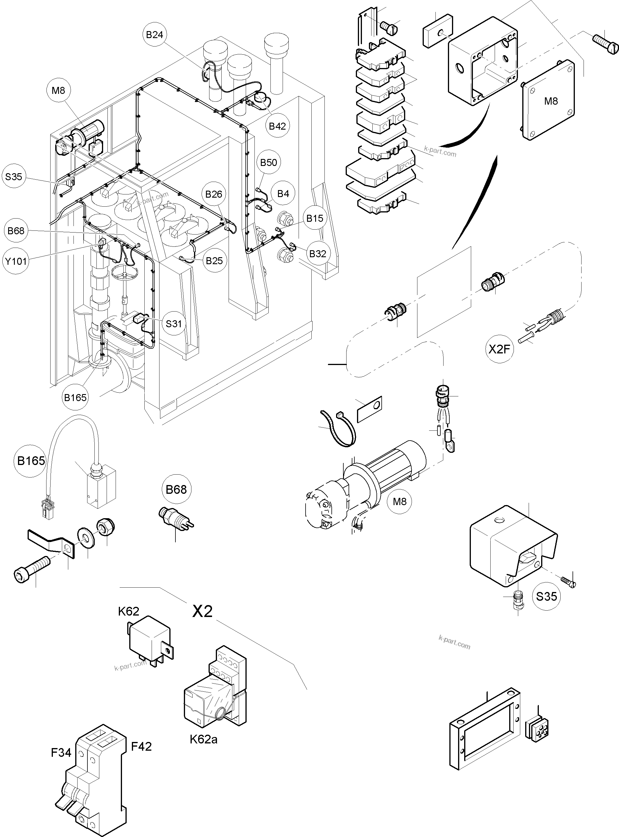 Komatsu parts book diagram for PC8000-6E S/N 12088: ELECTRIC - OIL TANK