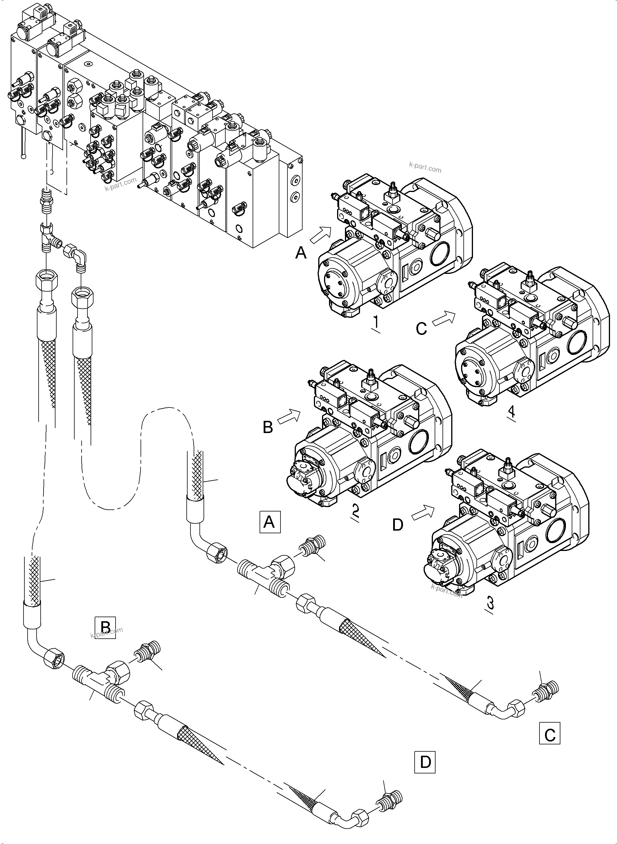 Komatsu parts book diagram for PC8000-6E S/N 12088: MAIN PUMP - CONTROL (XLR)