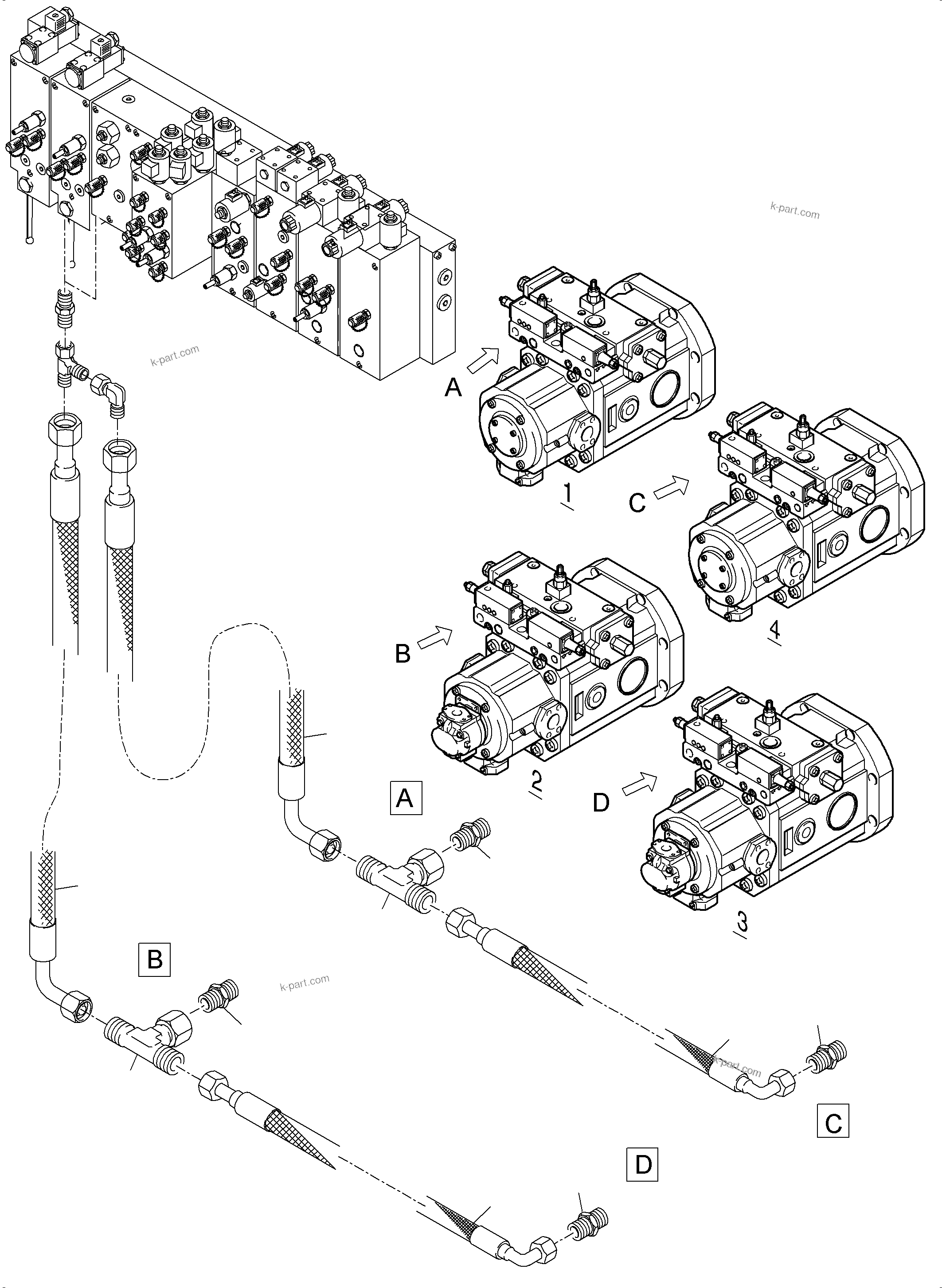 Komatsu parts book diagram for PC8000-6E S/N 12088: MAIN PUMP - CONTROL (XLR)