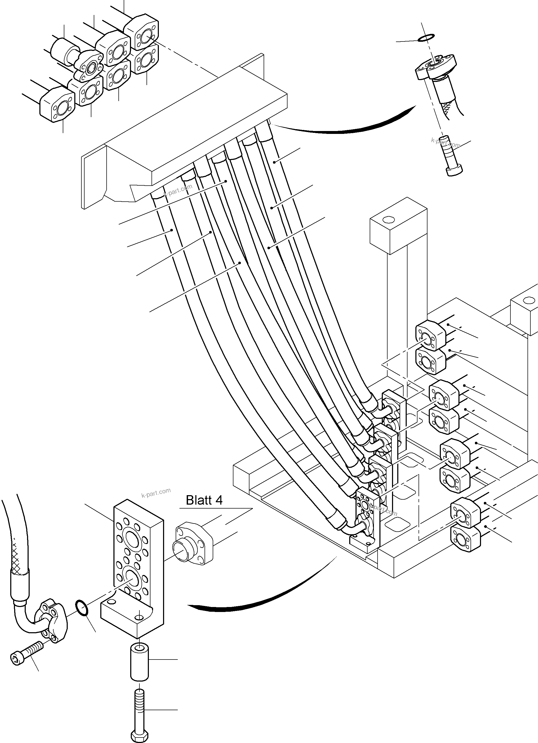 Komatsu parts book diagram for PC8000-6E S/N 12088: PRESSURE LINES, MAIN PUMPS - H.P. FILTER