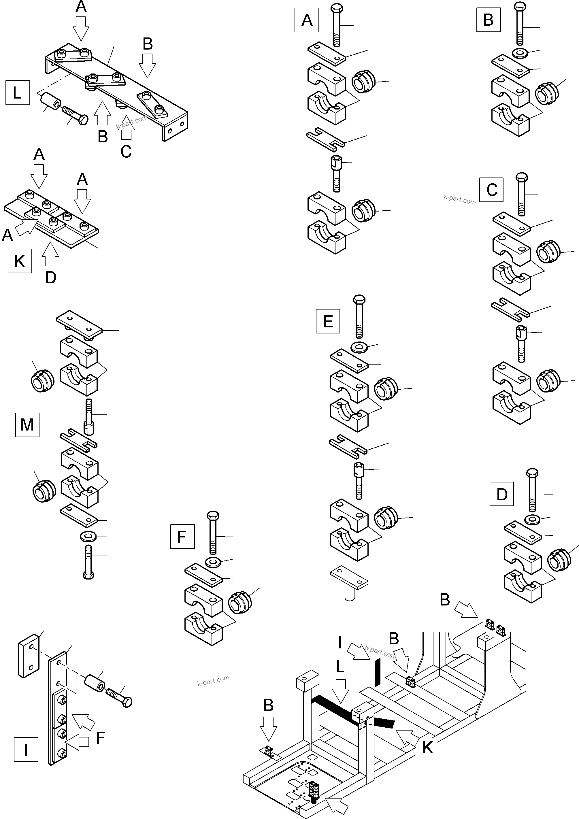 Komatsu parts book diagram for PC8000-6E S/N 12088: HOSE MOUNTING PARTS PIPING PLAN E