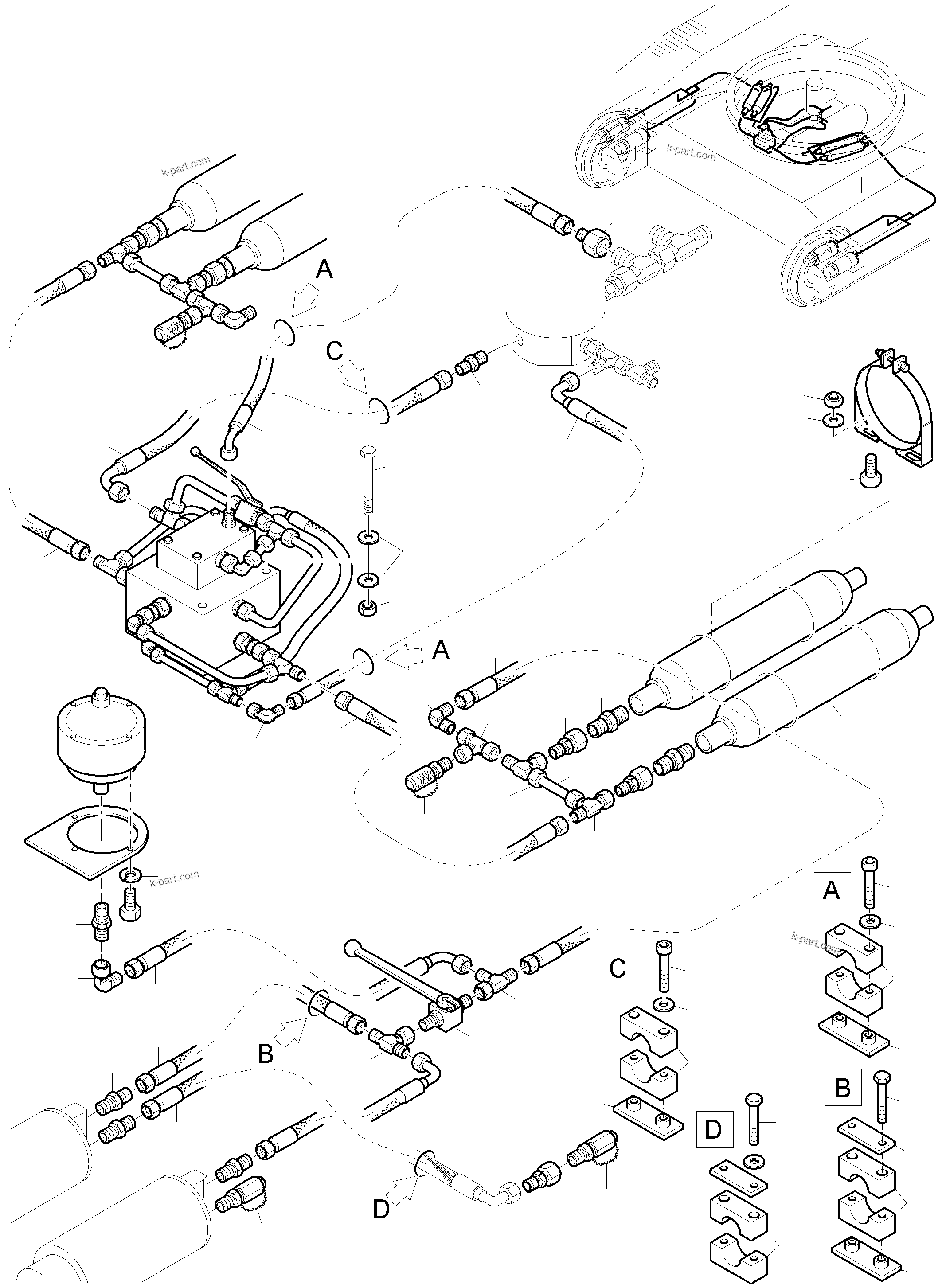 Komatsu parts book diagram for PC8000-6E S/N 12088: HYFR. TRACK ADJUSTING