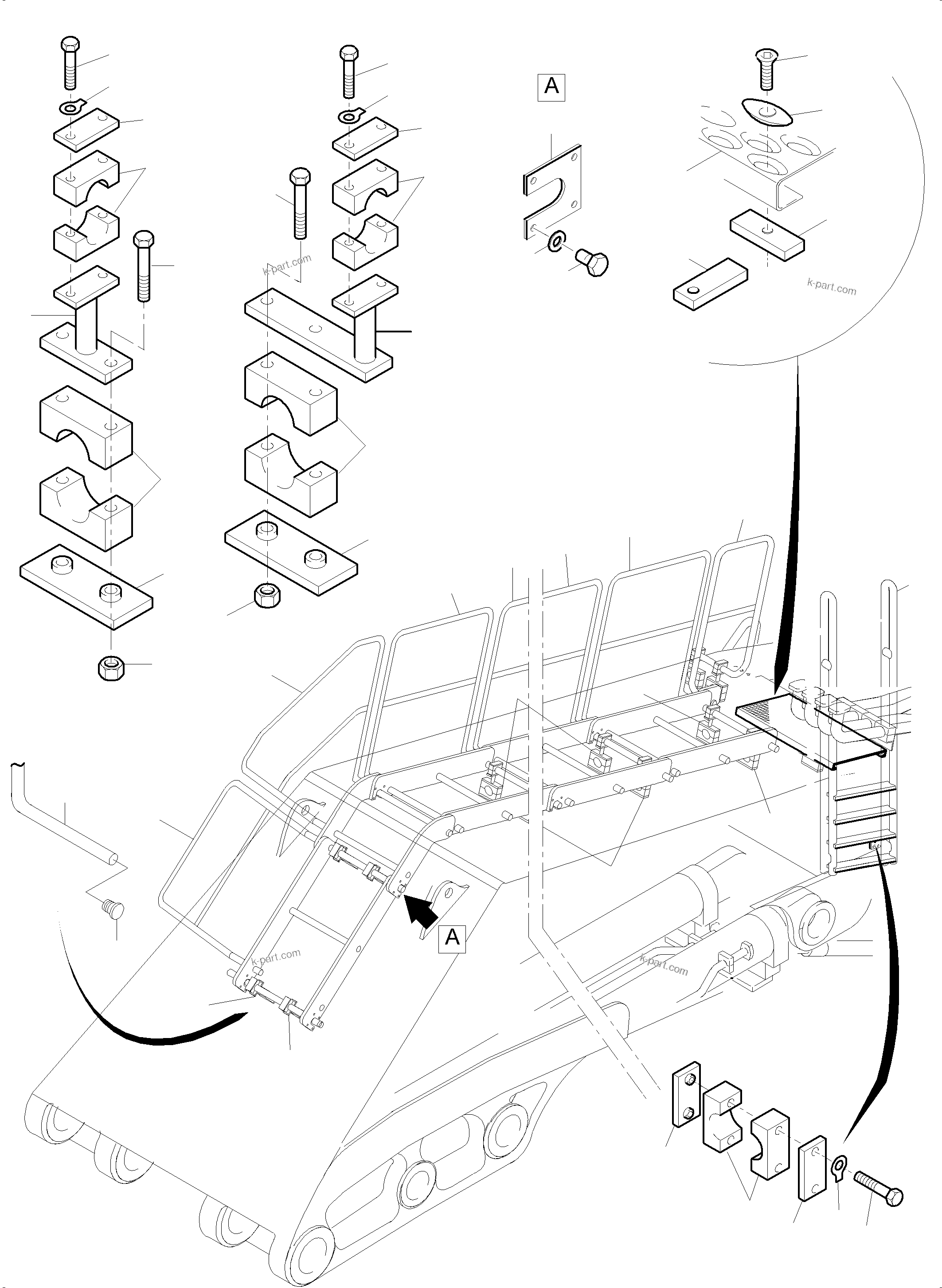 Komatsu parts book diagram for PC8000-6E S/N 12088: BOOM - CATWALK
