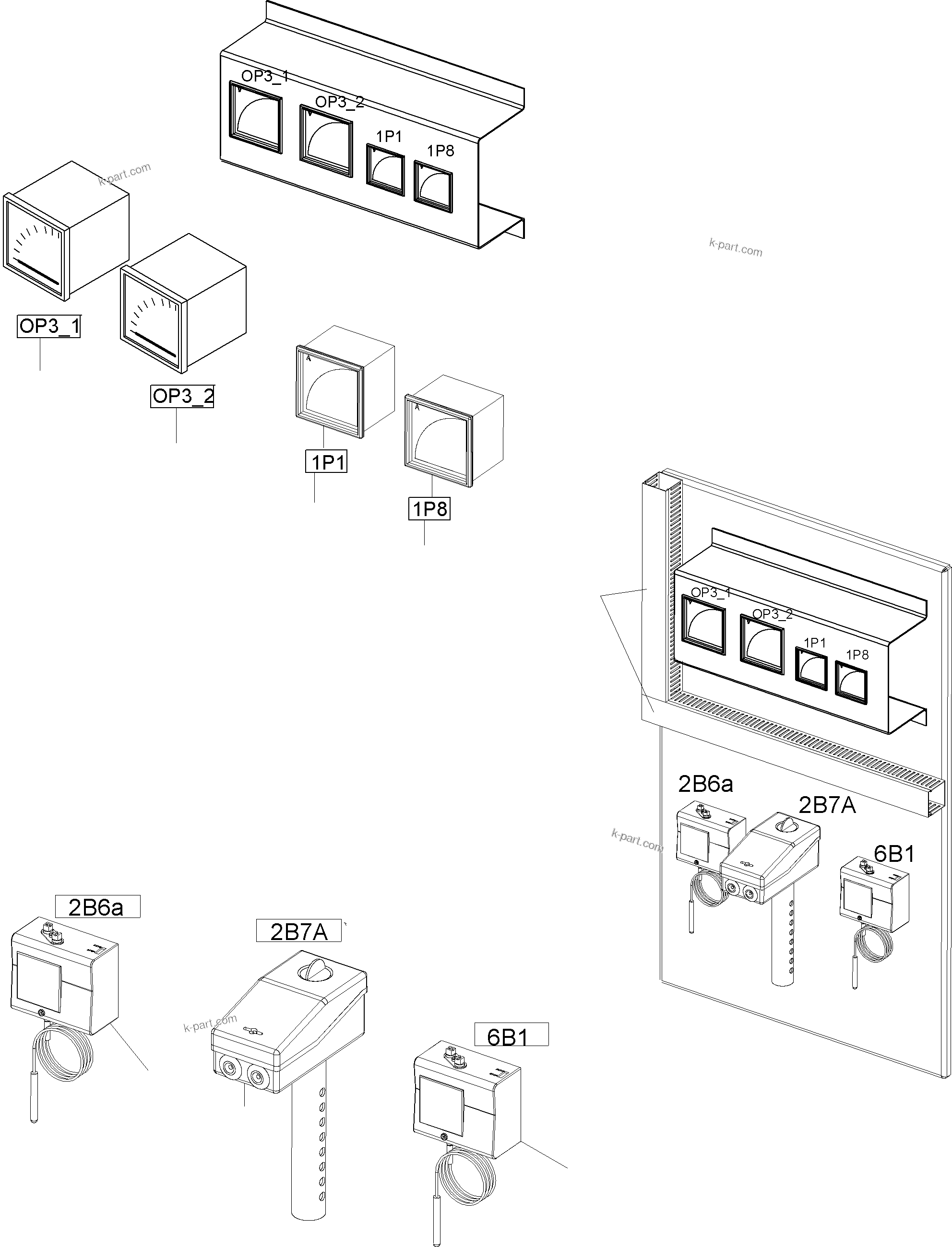 Komatsu parts book diagram for PC8000-6E S/N 12088: MOUNTING PLATE - SENSOR