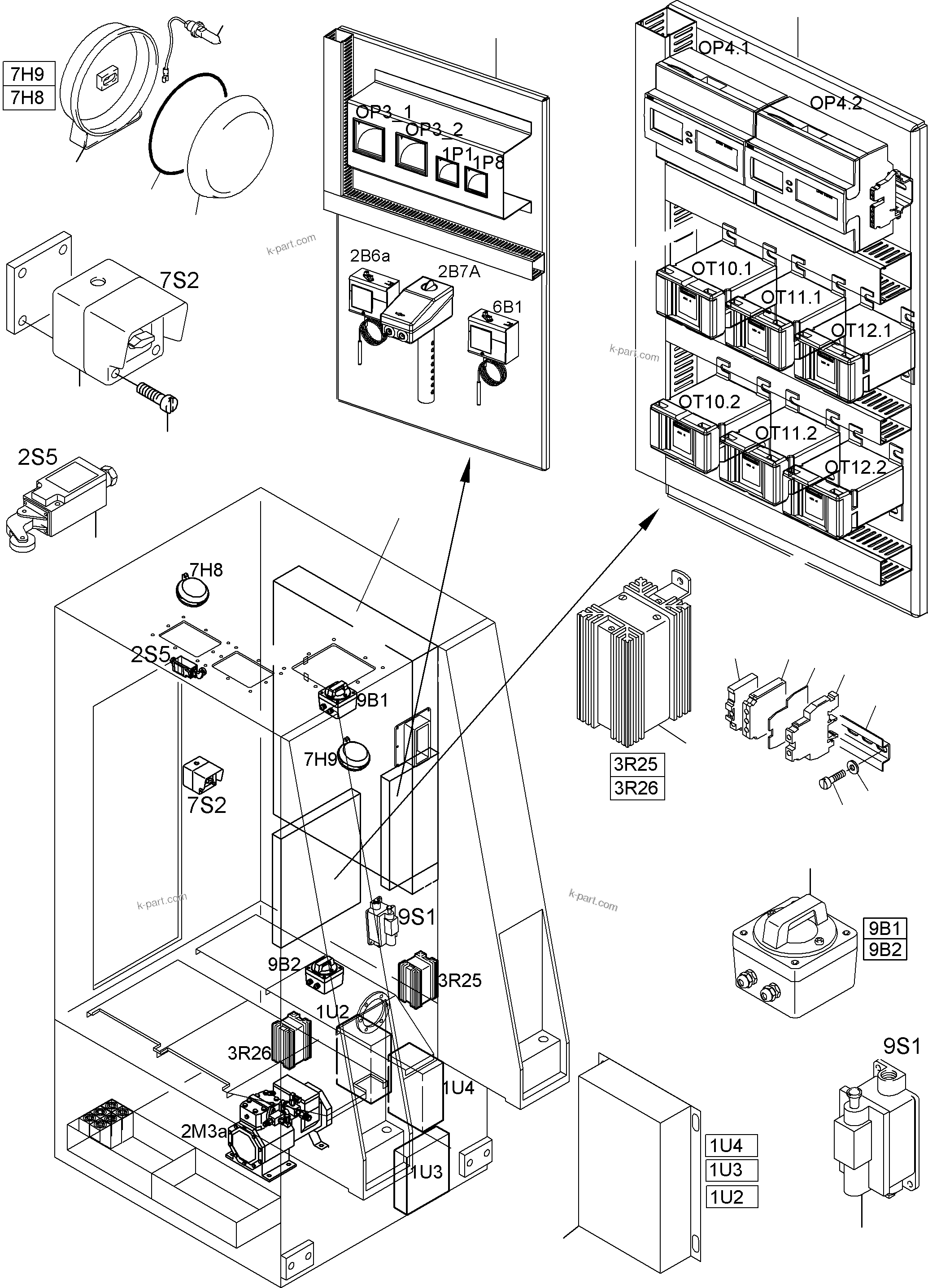 Komatsu parts book diagram for PC8000-6E S/N 12088: NS-SWITCH CABINET