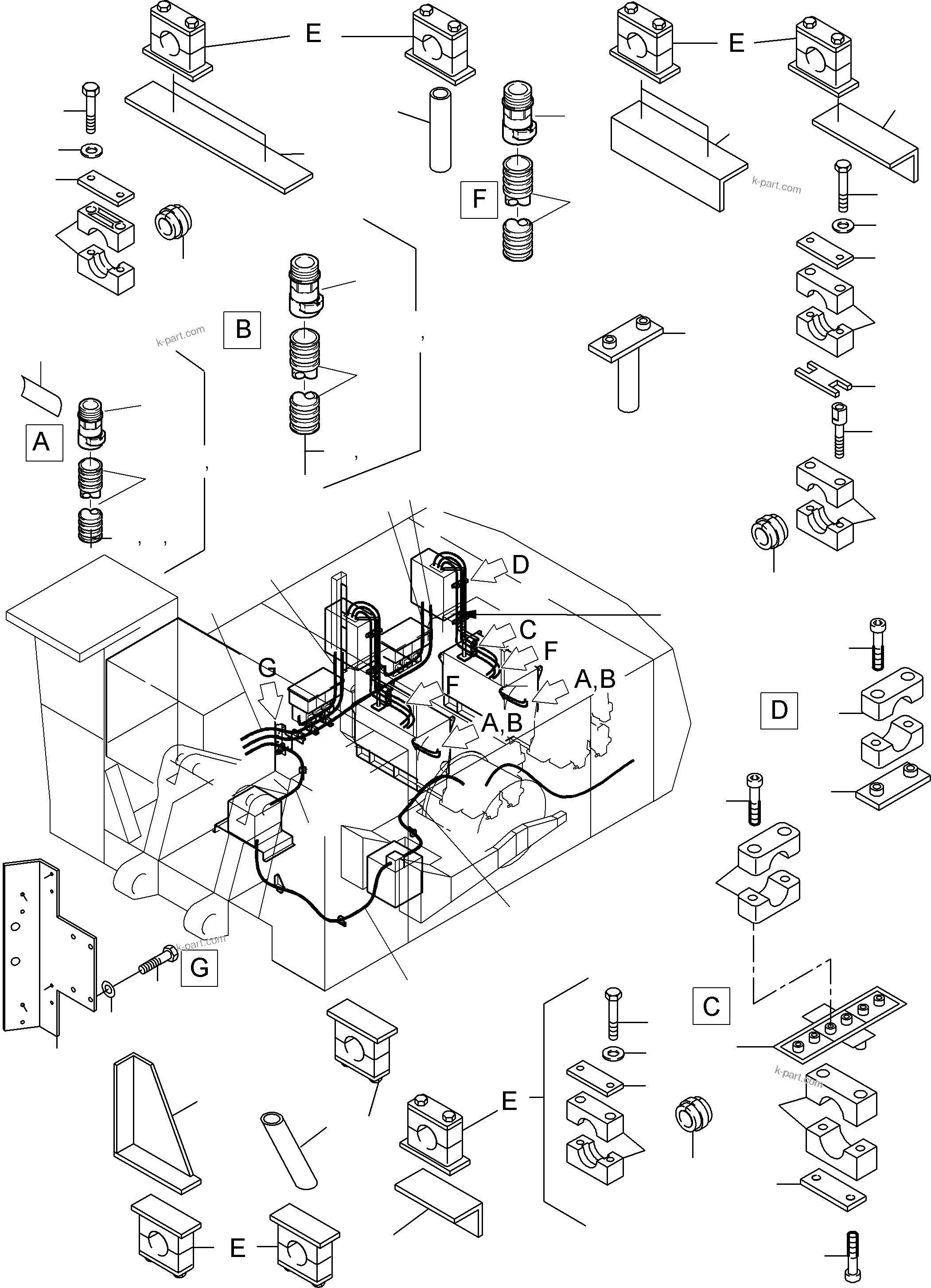 Komatsu parts book diagram for PC8000-6E S/N 12088: CABLES - ELECTRIC MOTOR