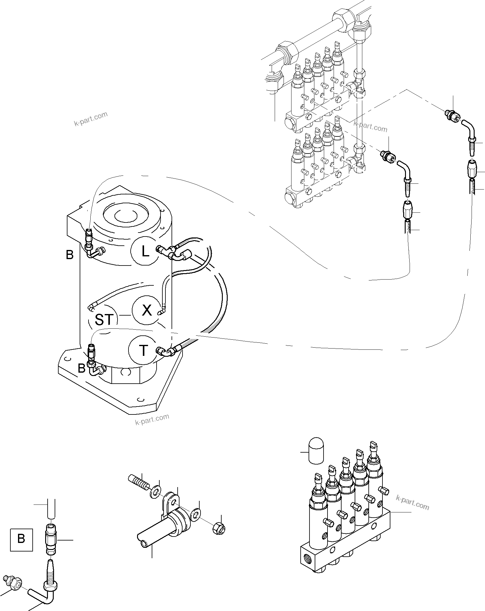 Komatsu parts book diagram for PC8000-6E S/N 12088: GREASING FOR  ROTARY JOINT