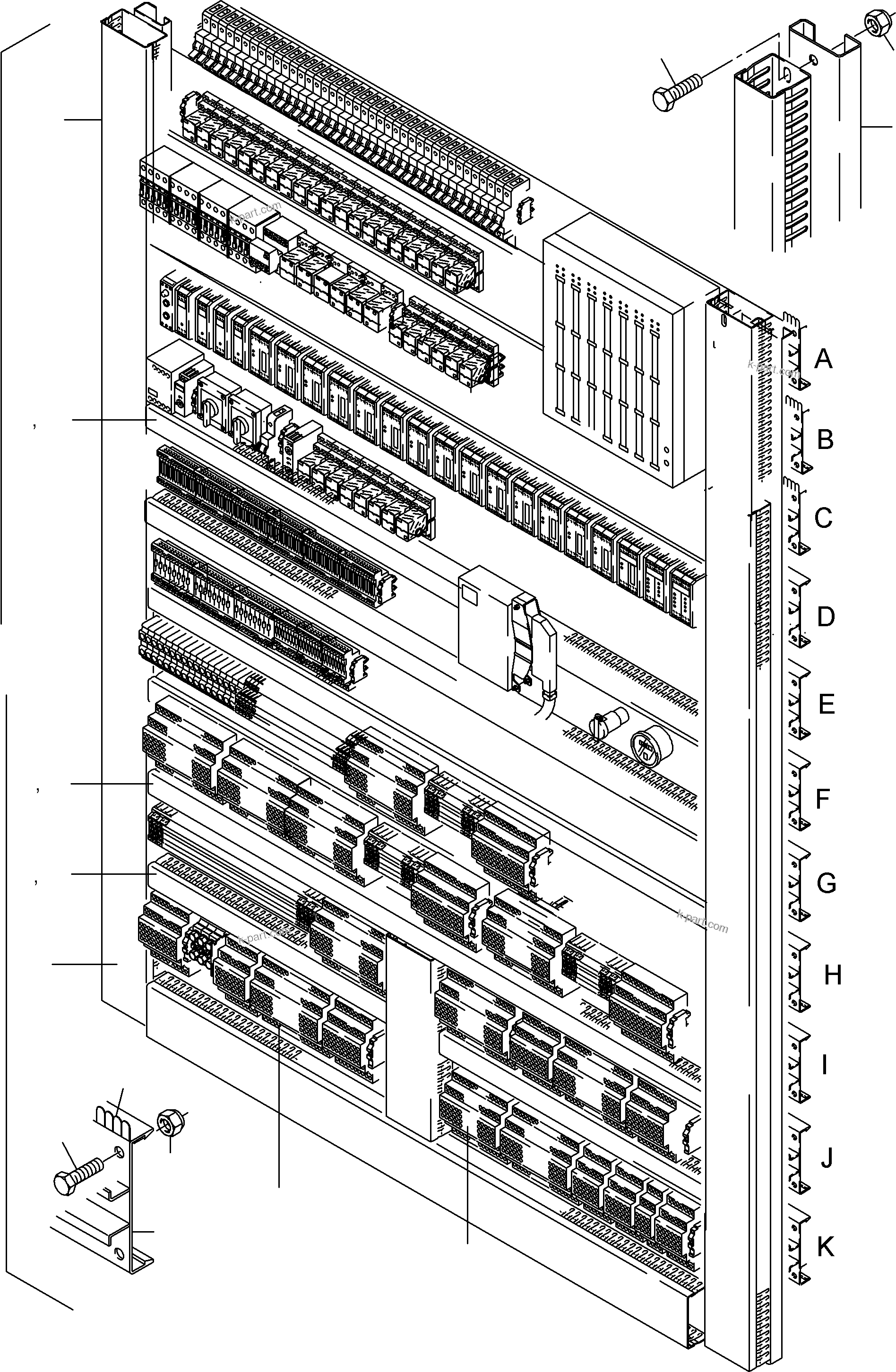 Komatsu parts book diagram for PC8000-6E S/N 12088: MAIN SWITCH BOX IN CAB SUPPORT