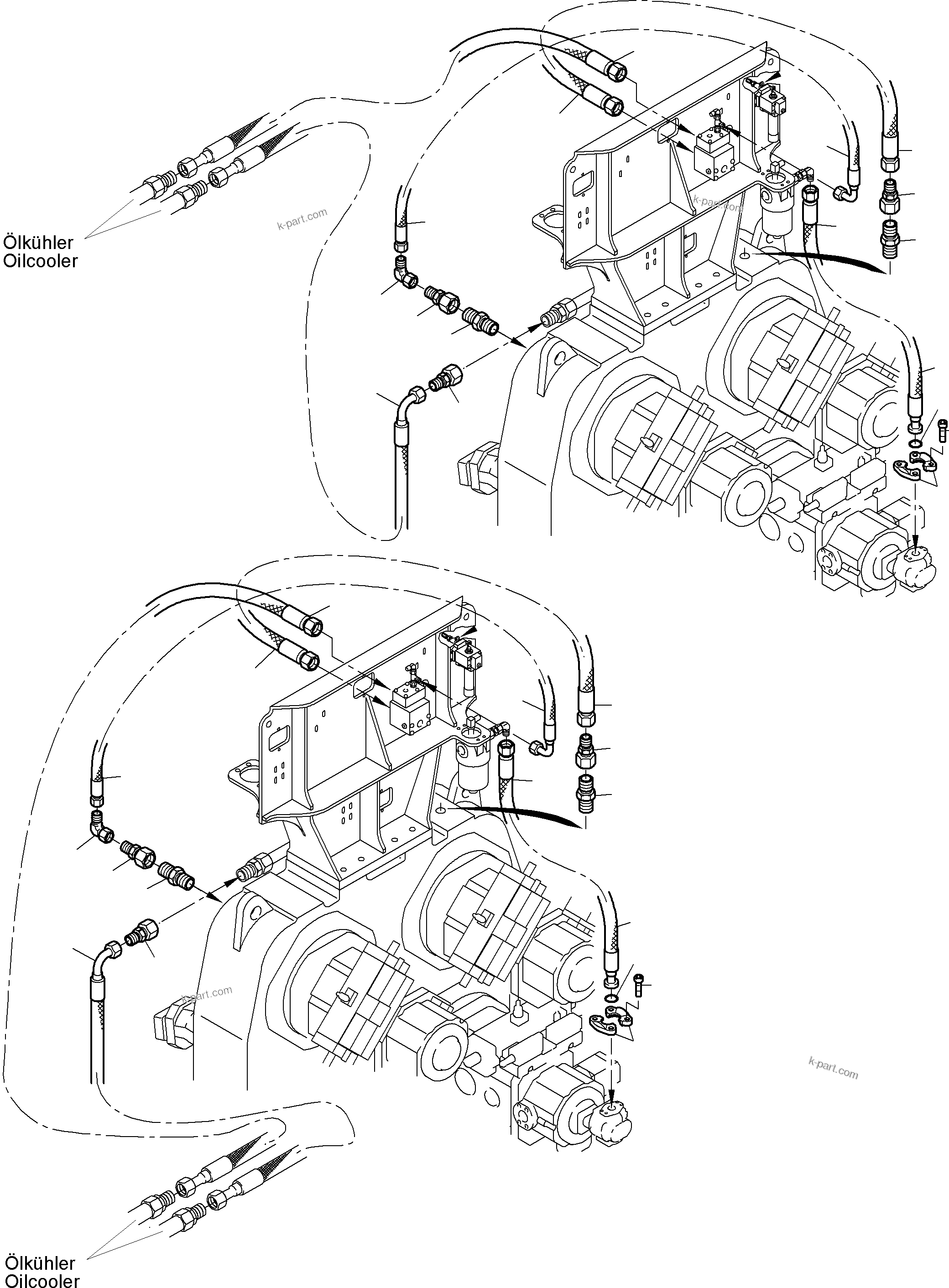 Komatsu parts book diagram for PC8000-6E S/N 12088: DISTRIBUTOR GEAR OIL COOLING