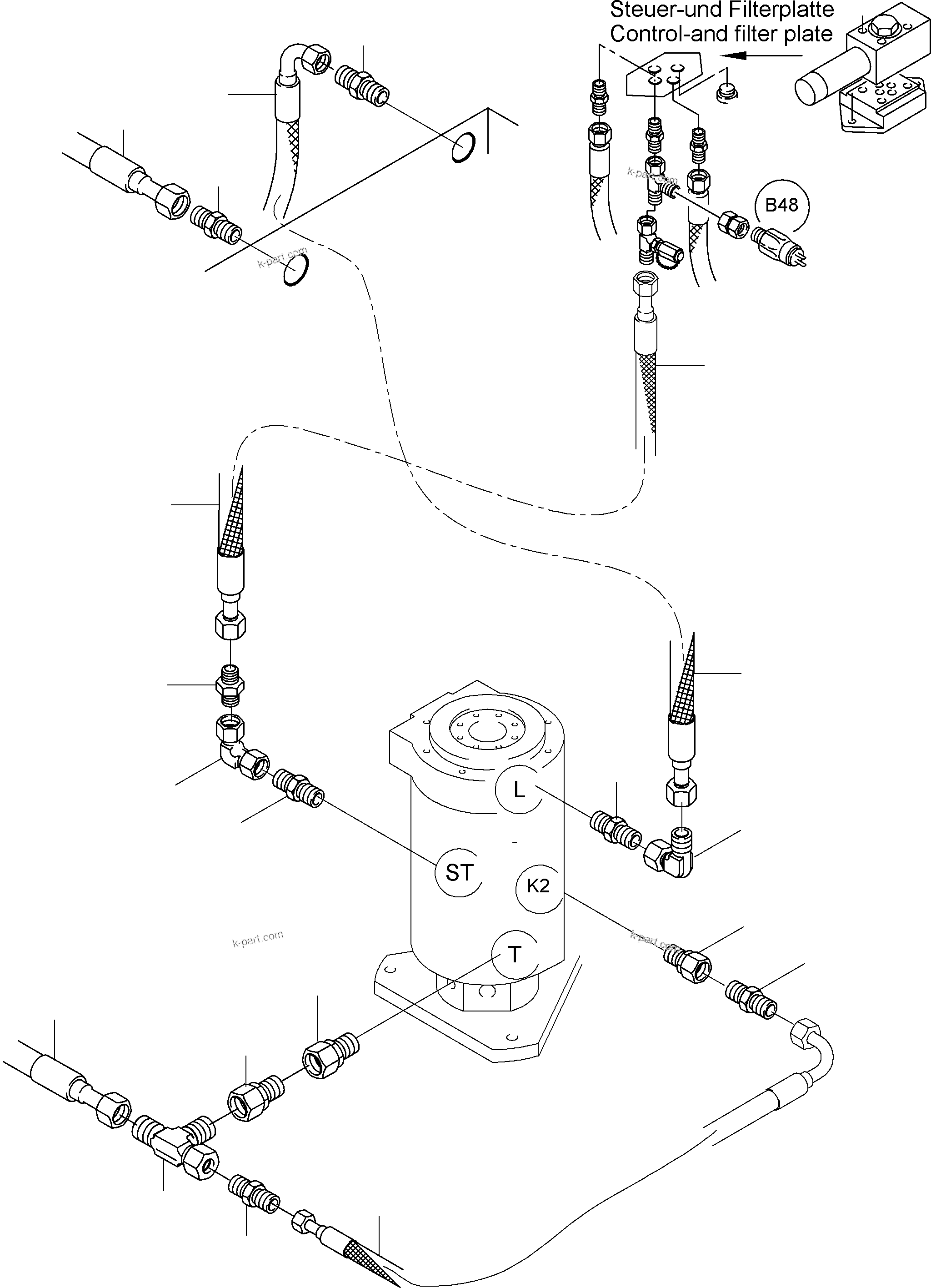 Komatsu parts book diagram for PC8000-6E S/N 12088: HYDR. LINES, ROTARY JOINT