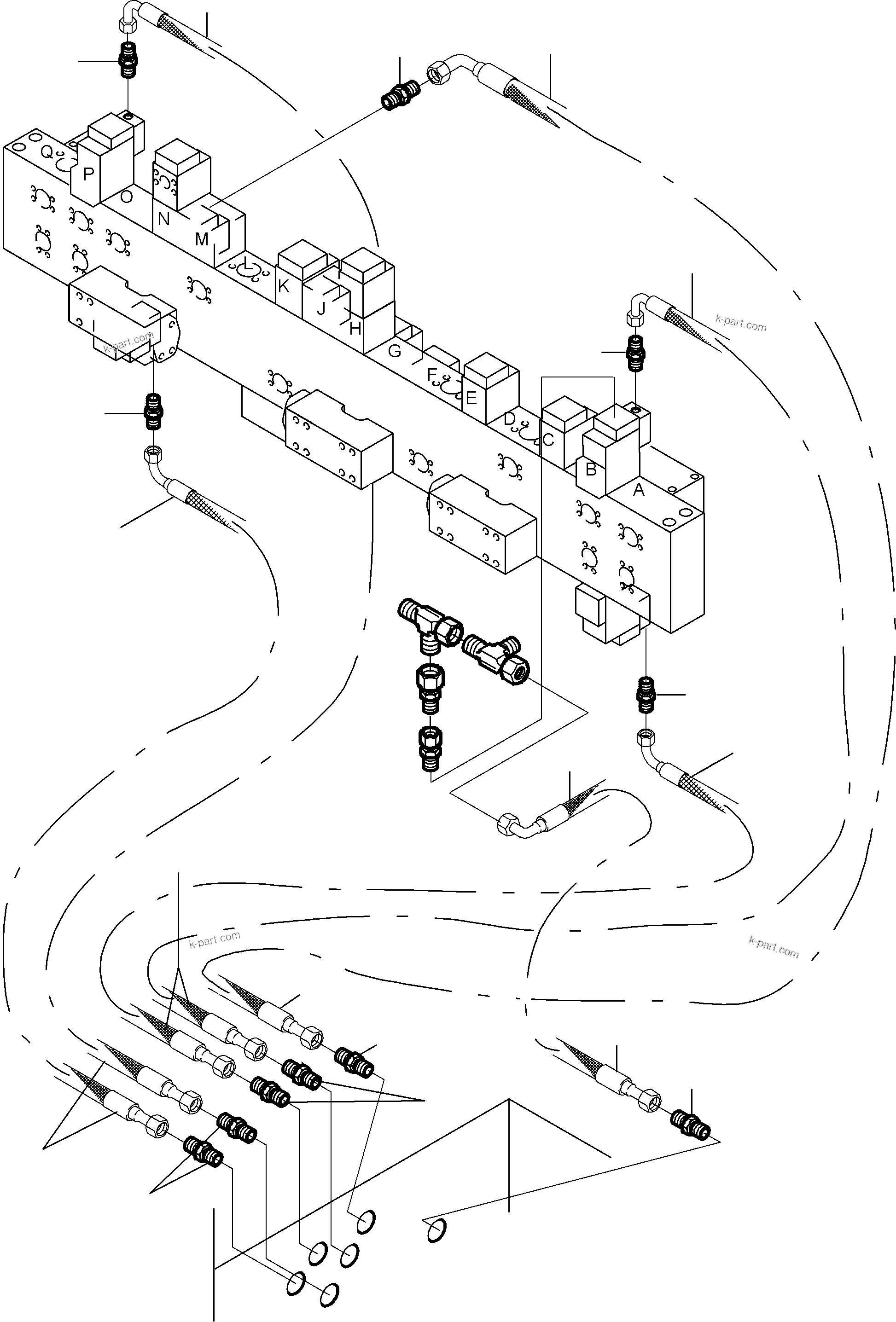 Komatsu parts book diagram for PC8000-6E S/N 12088: RETURN LINE-MANIFOLD