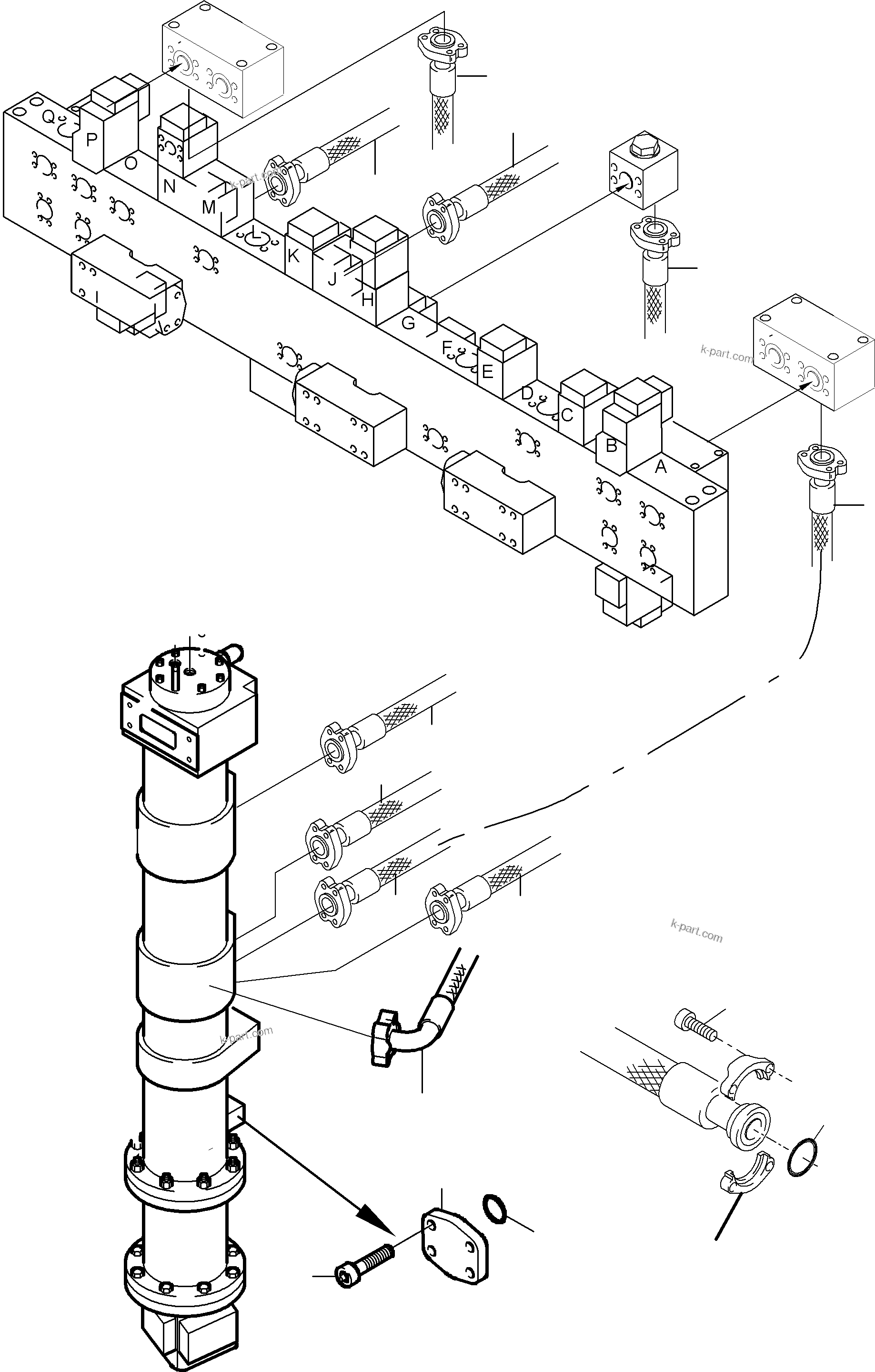 Komatsu parts book diagram for PC8000-6E S/N 12088: RETURN LINE-MANIFOLD