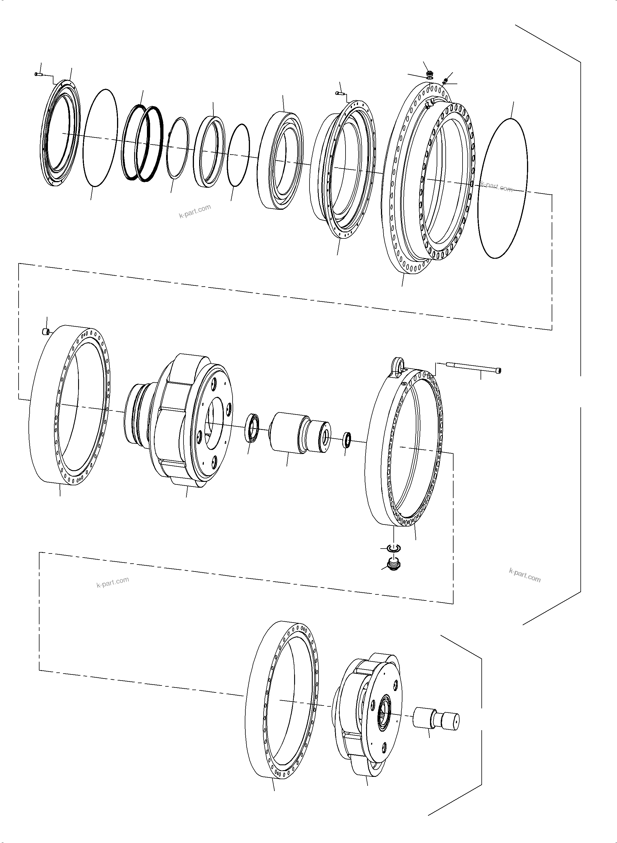 Komatsu parts book diagram for PC8000-11 S/N 12117: DRIVE GEAR BOX