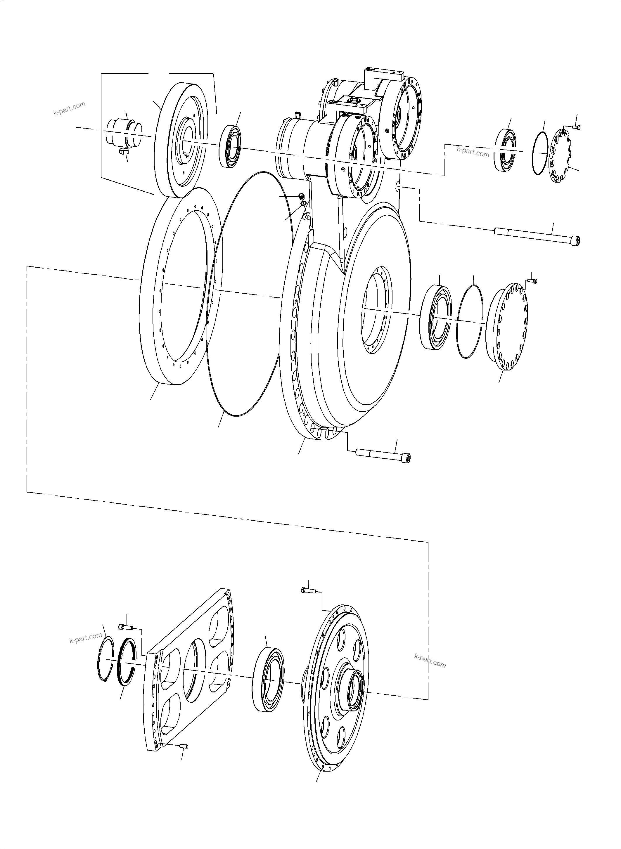 Komatsu parts book diagram for PC8000-11 S/N 12117: DRIVE GEAR BOX