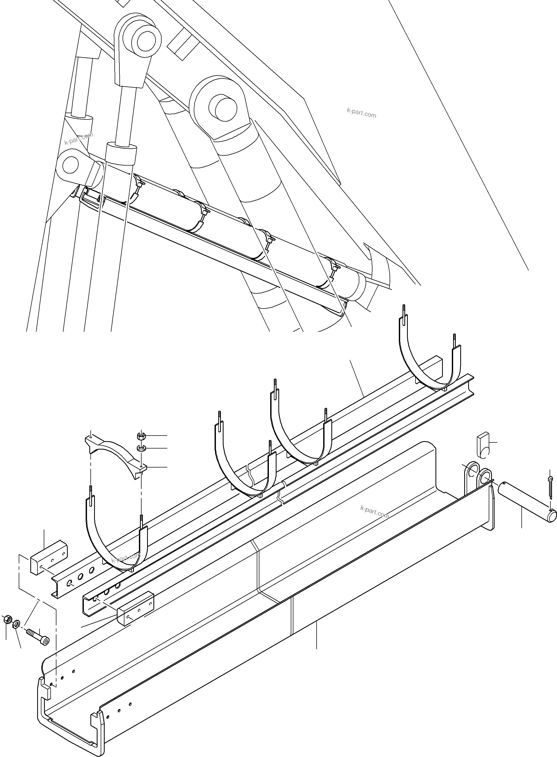 Komatsu parts book diagram for PC8000-11 S/N 12117: STICK CYLINDER - ROD PROTECTION