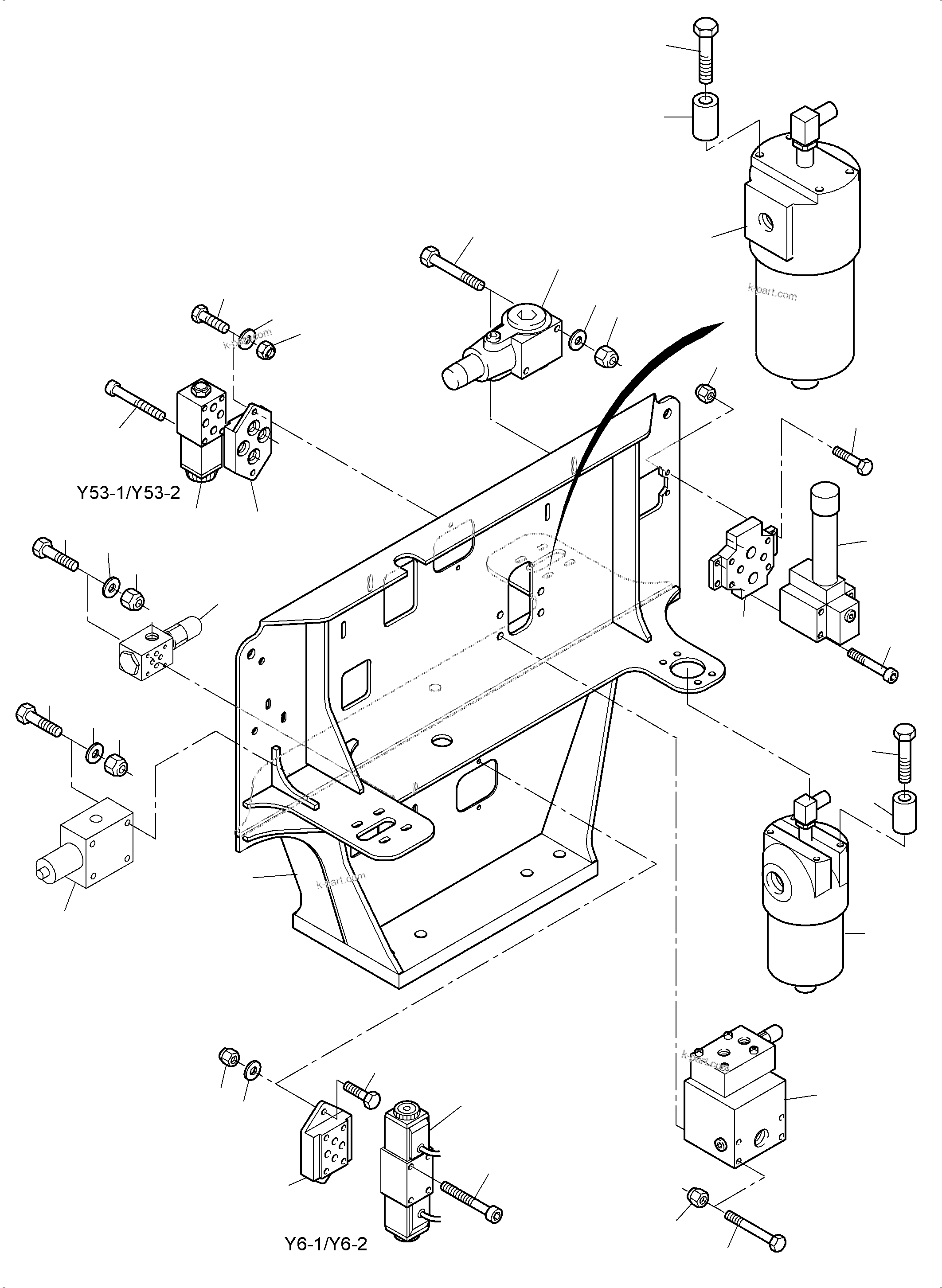 Komatsu parts book diagram for PC8000-11 S/N 12117: CONTROL- AND FILTER PLATE - PDG WITH PIPING