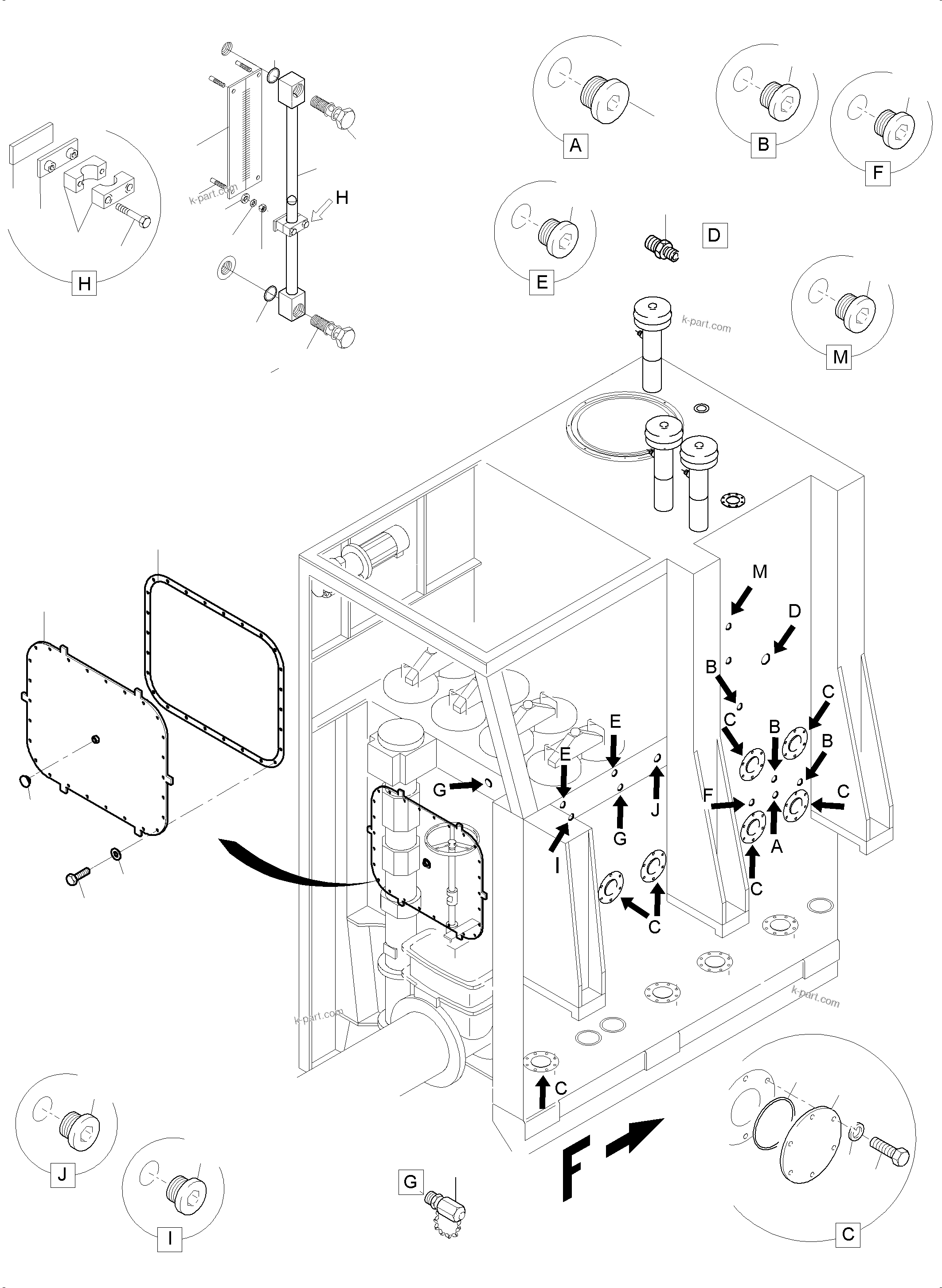 Komatsu parts book diagram for PC8000-11 S/N 12117: MAIN OIL TANK-FILTER