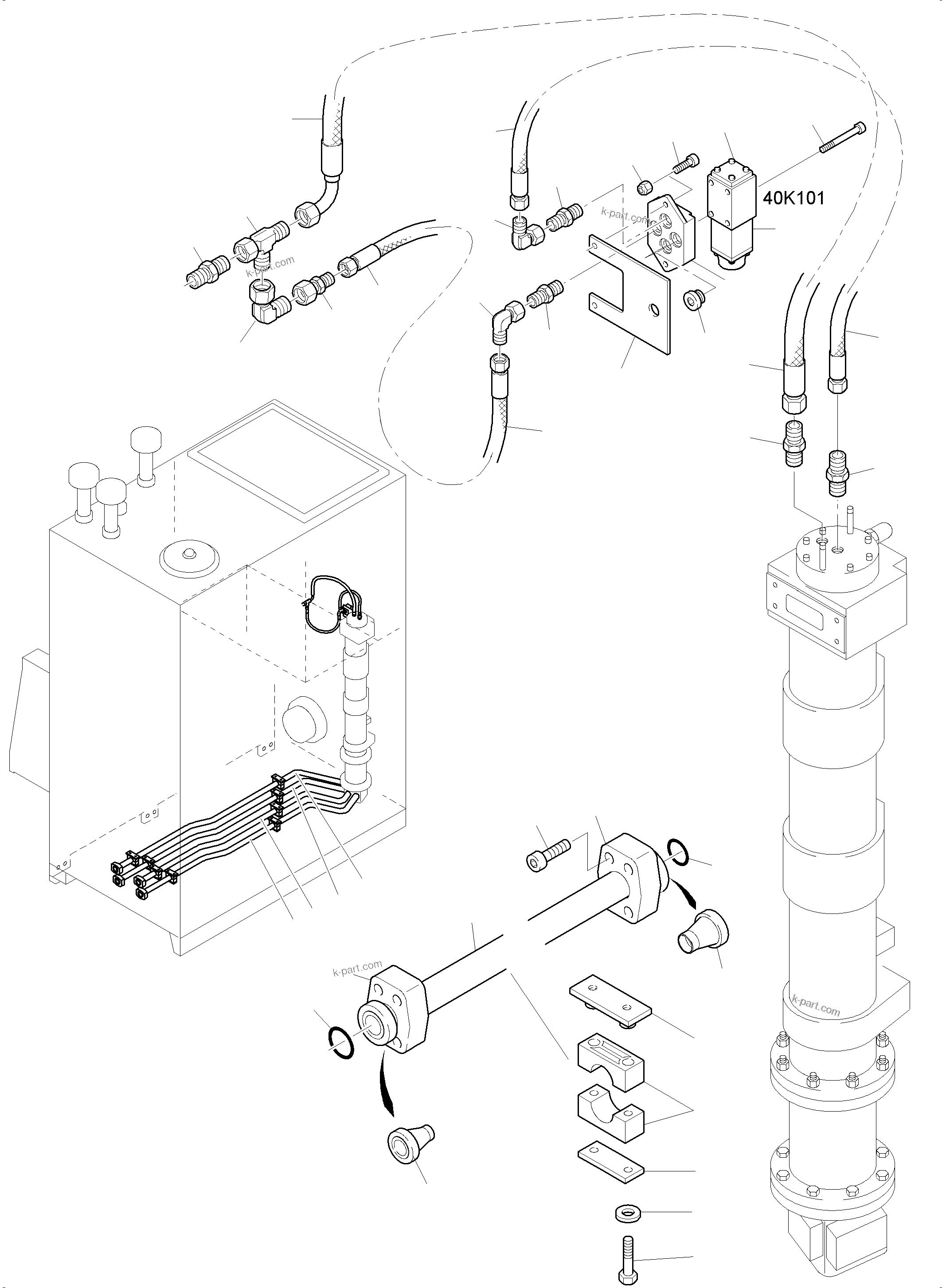 Komatsu parts book diagram for PC8000-11 S/N 12117: PIPING-MAIN OIL TANK