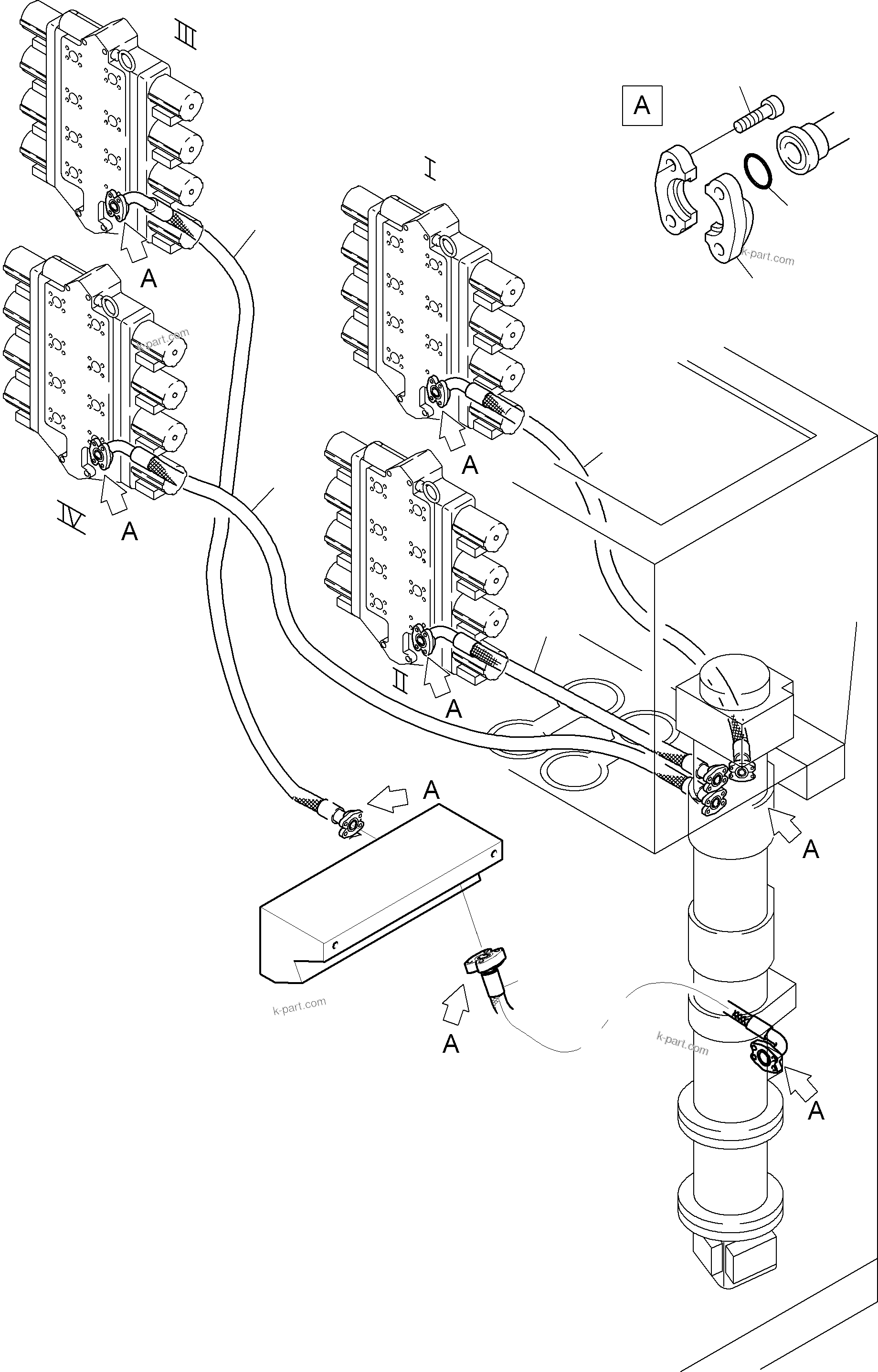 Komatsu parts book diagram for PC8000-11 S/N 12117: CONTROL BLOCKS - RETURN LINES