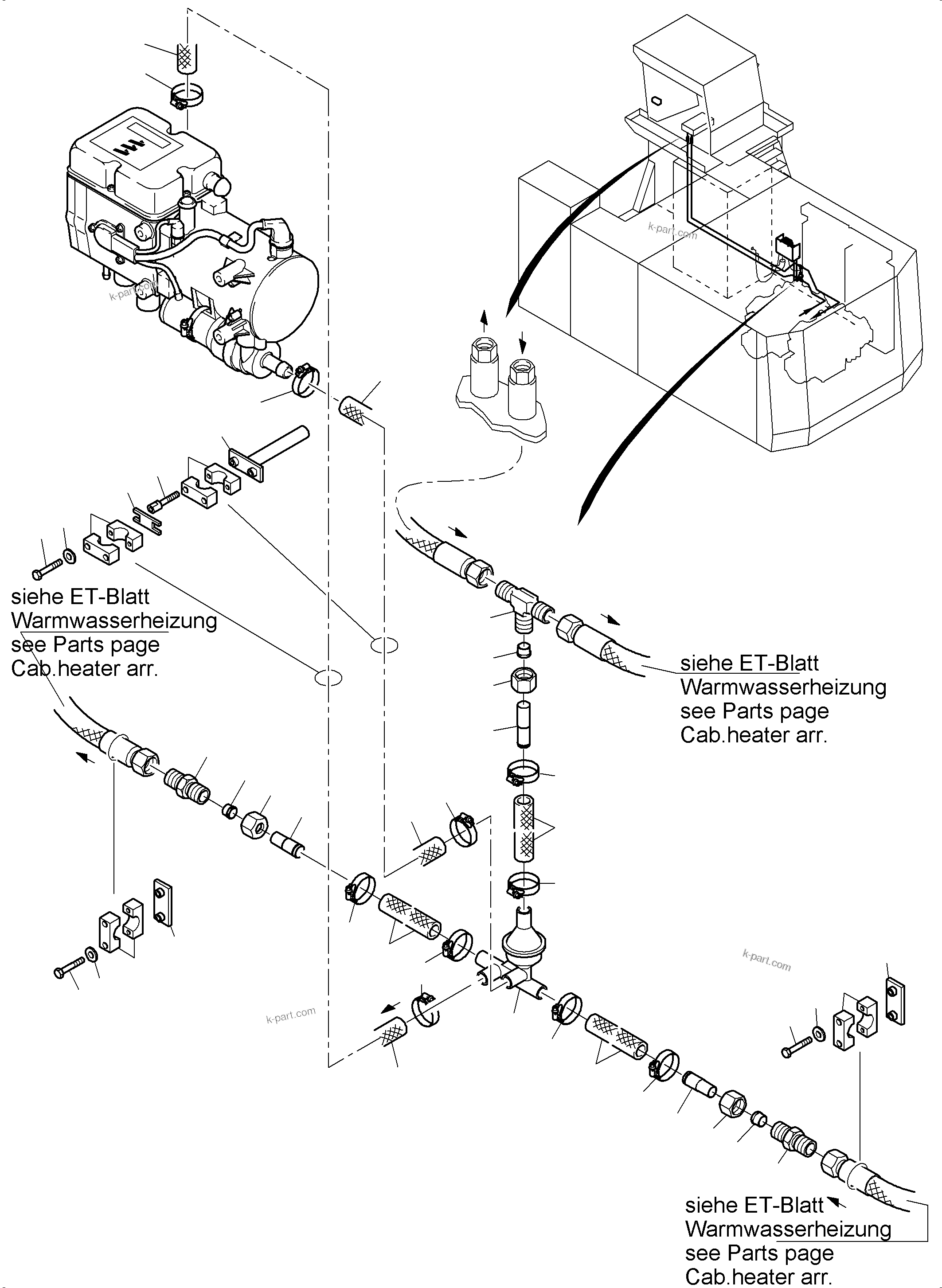 Komatsu parts book diagram for PC8000-11 S/N 12117: ADDITIONAL HEATING SYSTEM