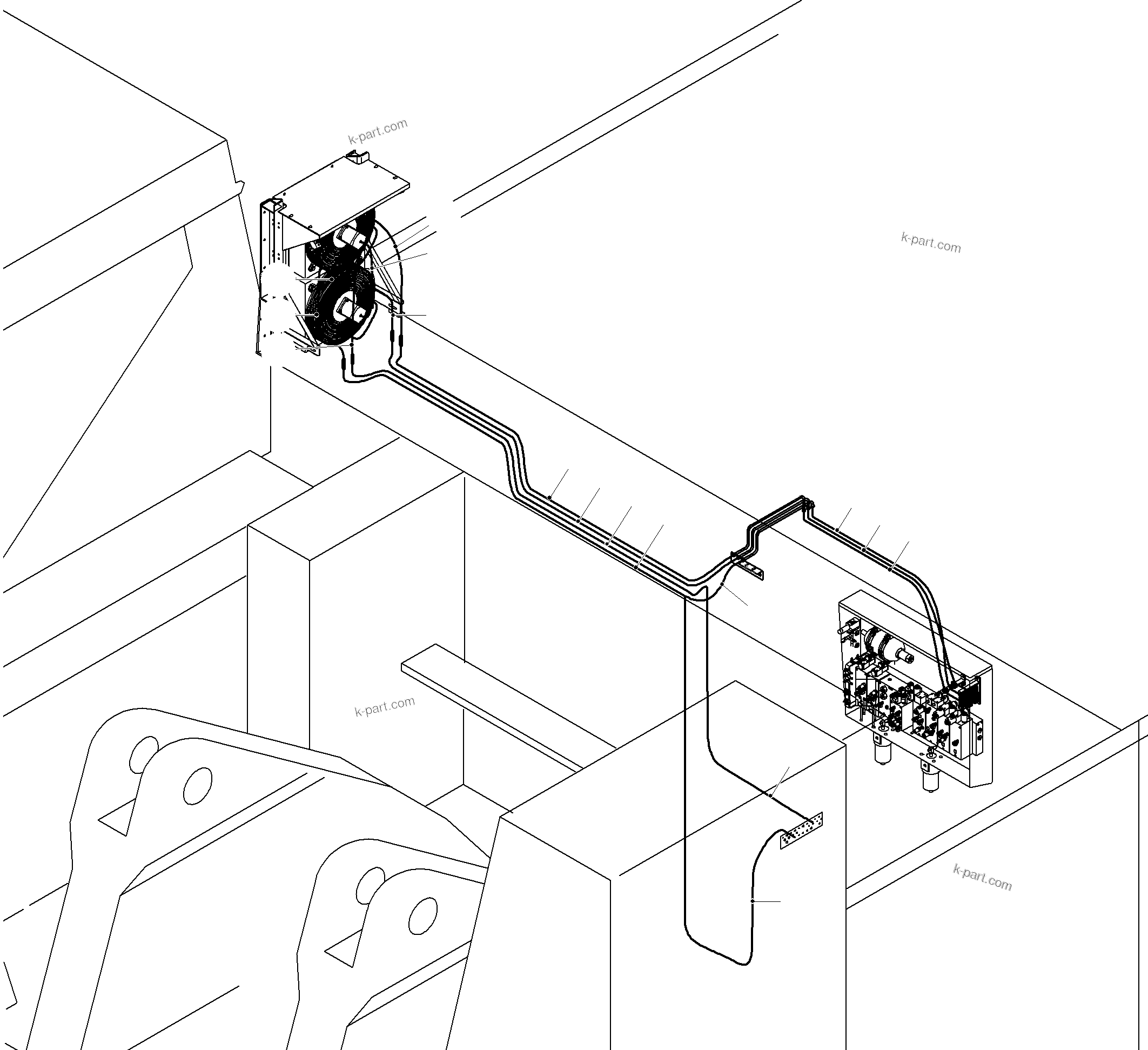 Komatsu parts book diagram for PC8000-11 S/N 12117: HYDR. LINES FUEL COOLER